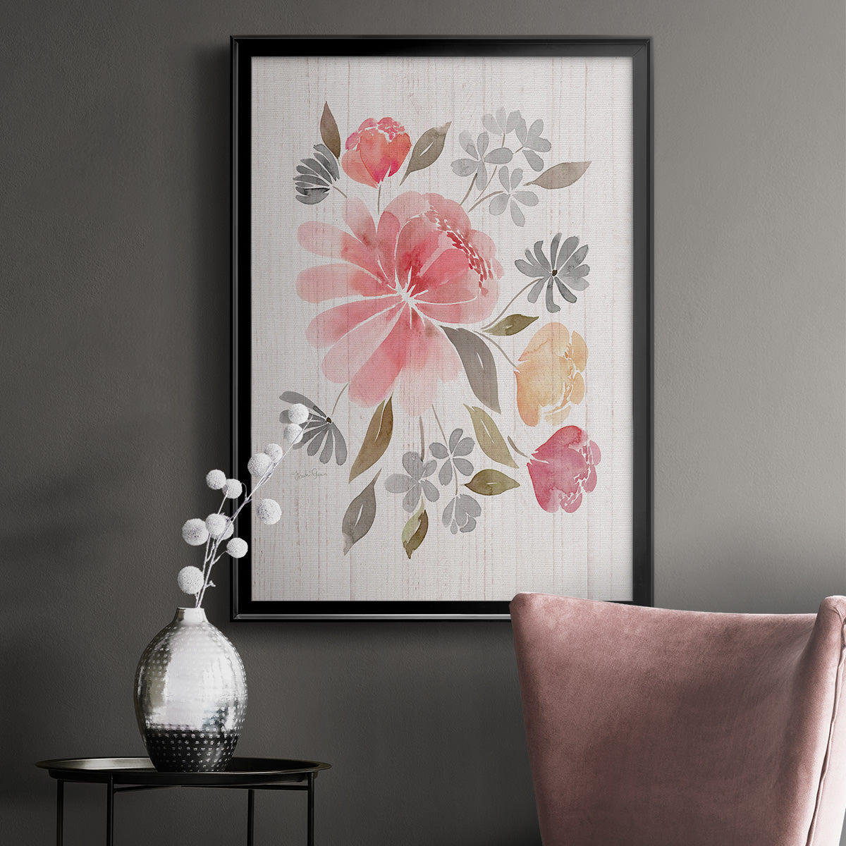 Loose Peonies I - Modern Framed Canvas Print