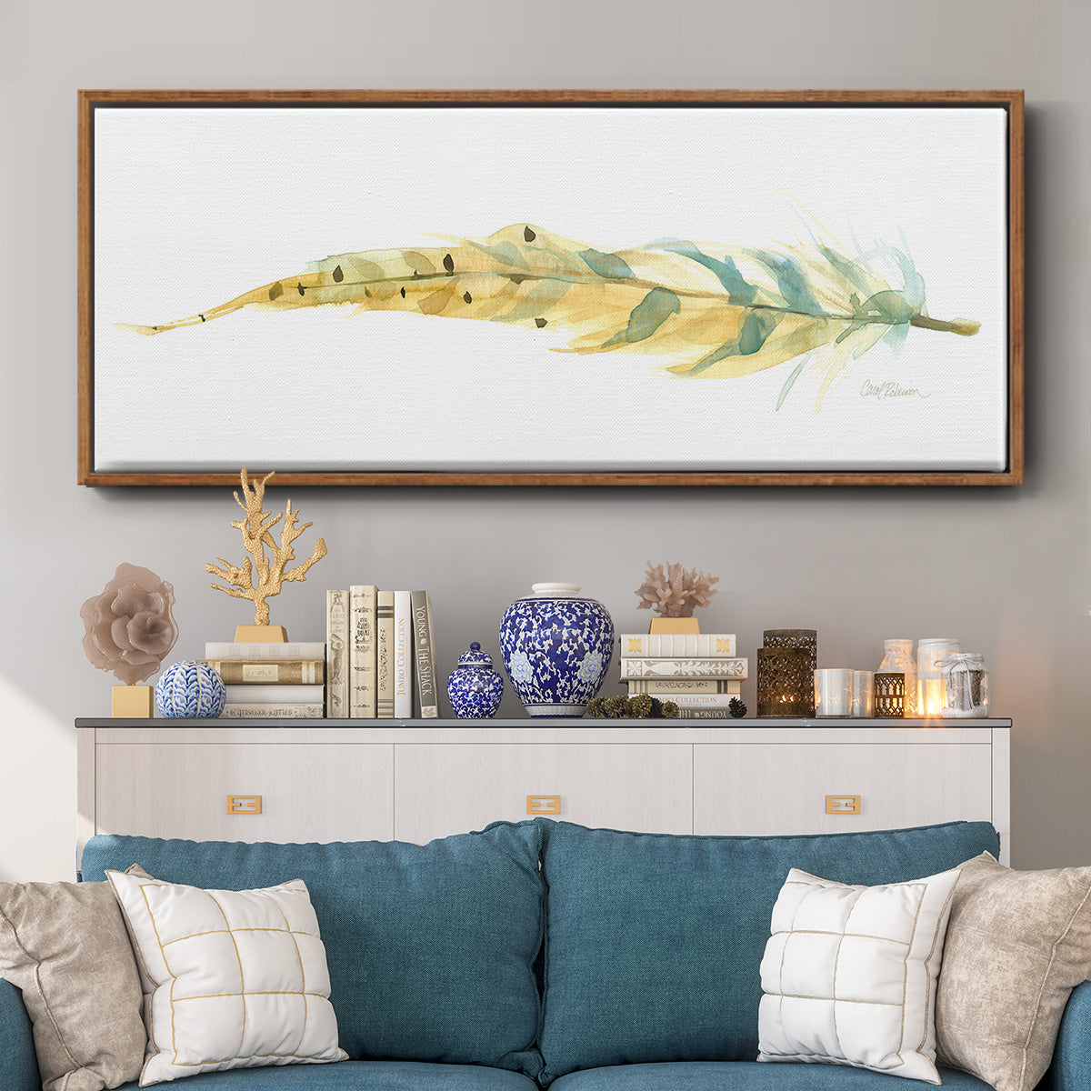 Tail Feather III - Floater Framed Canvas Print