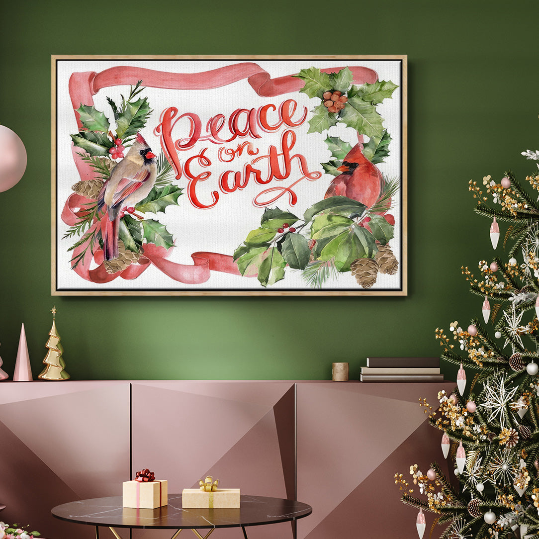 Cardinal Holly Christmas Collection A - Floater Framed Canvas Print