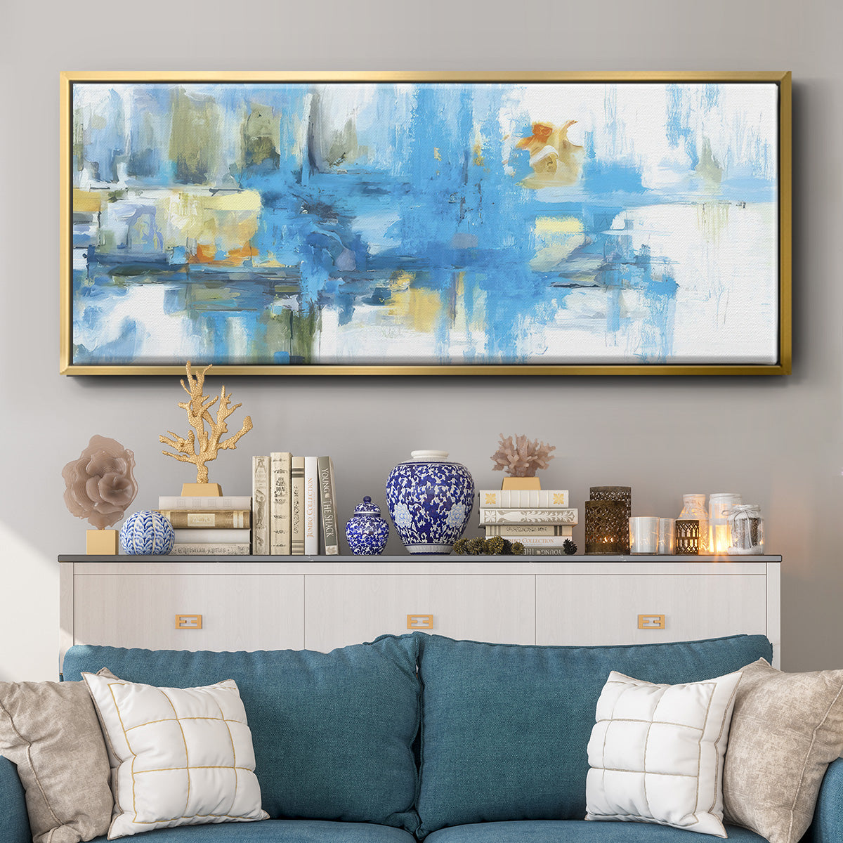 Metro Blue - Floater Framed Canvas Print