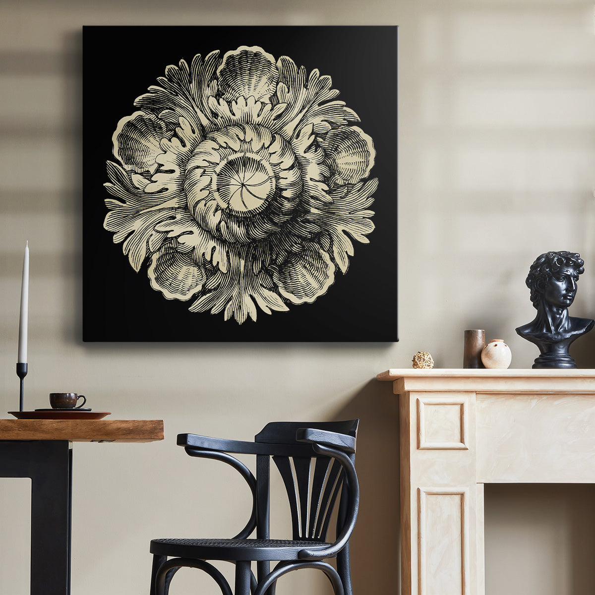 Black and Tan Rosette III - Canvas Art Print