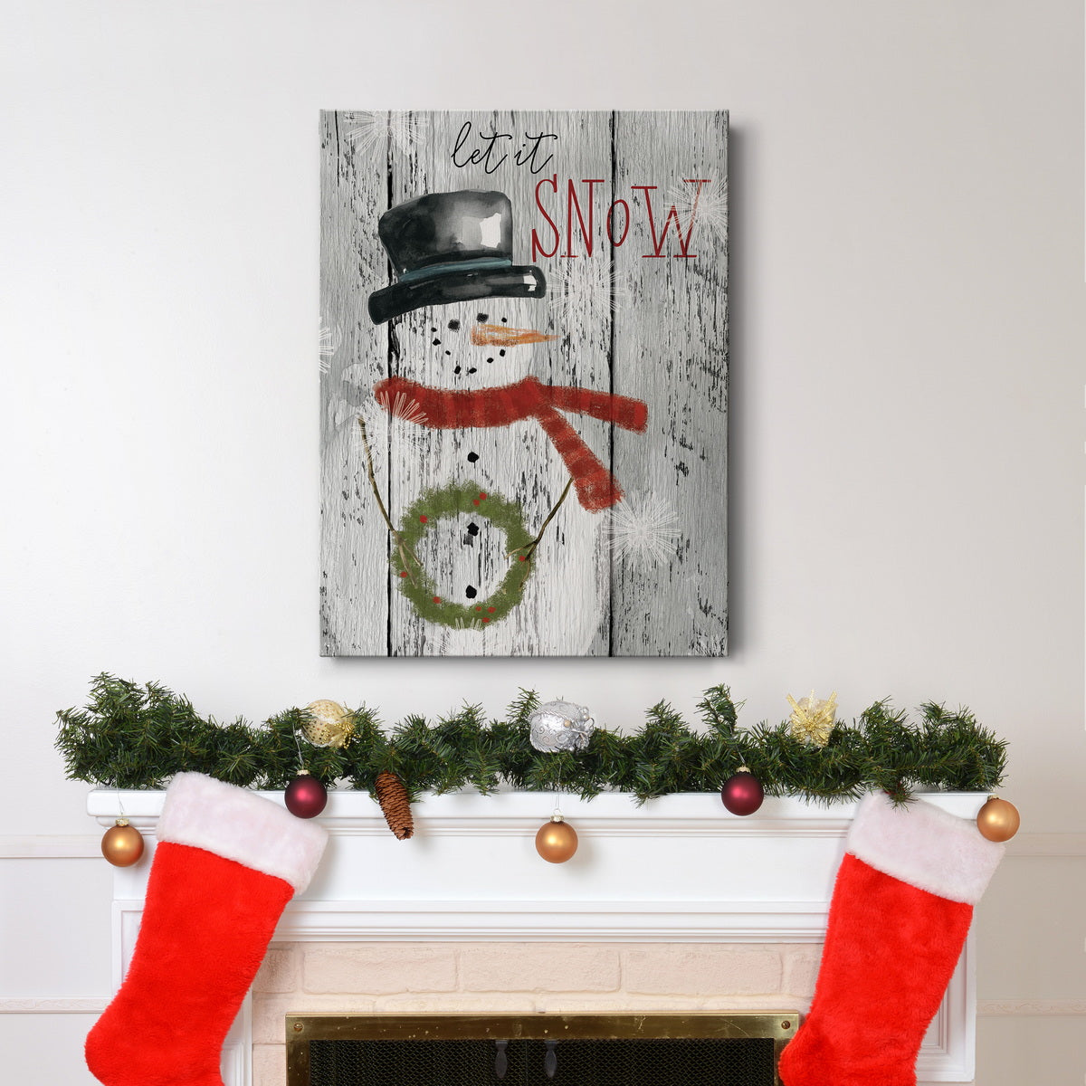 Let It Snow Snowman Premium Gallery Wrapped Canvas - Ready to Hang