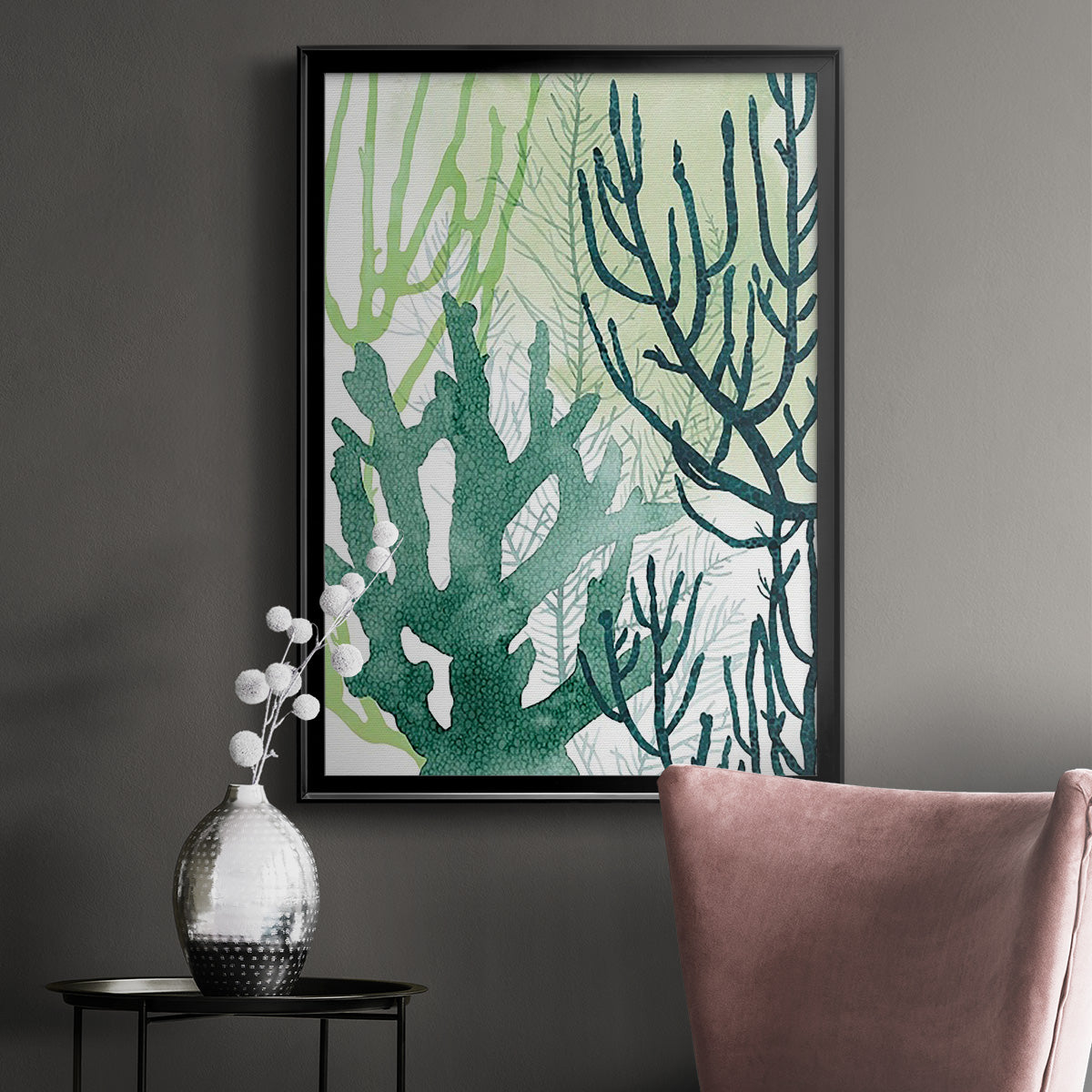 Textured Coral I - Modern Framed Canvas Print