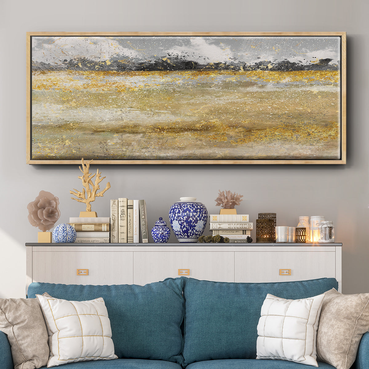 Meadow Shimmer I - Floater Framed Canvas Print