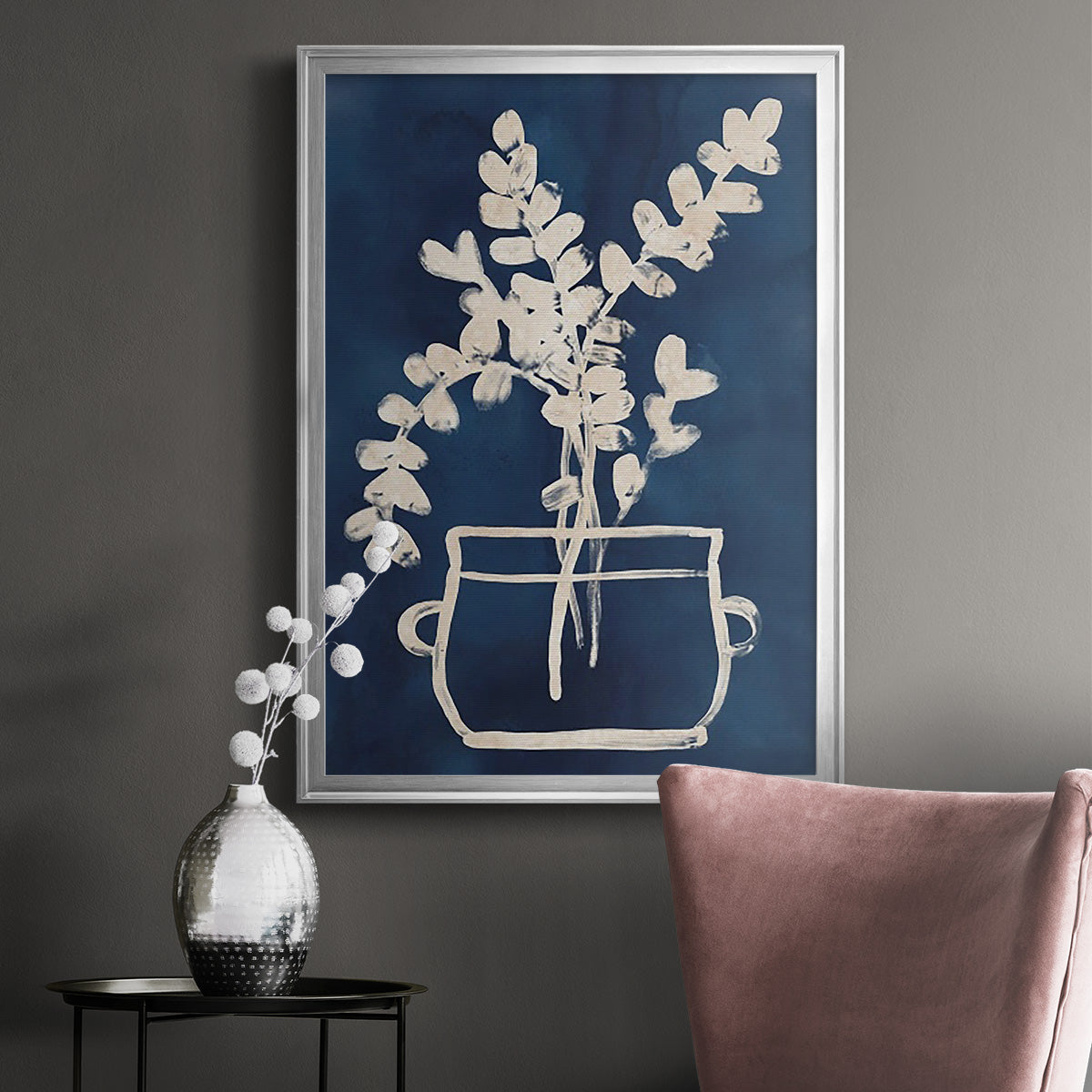 Vessel on Indigo I - Modern Framed Canvas Print