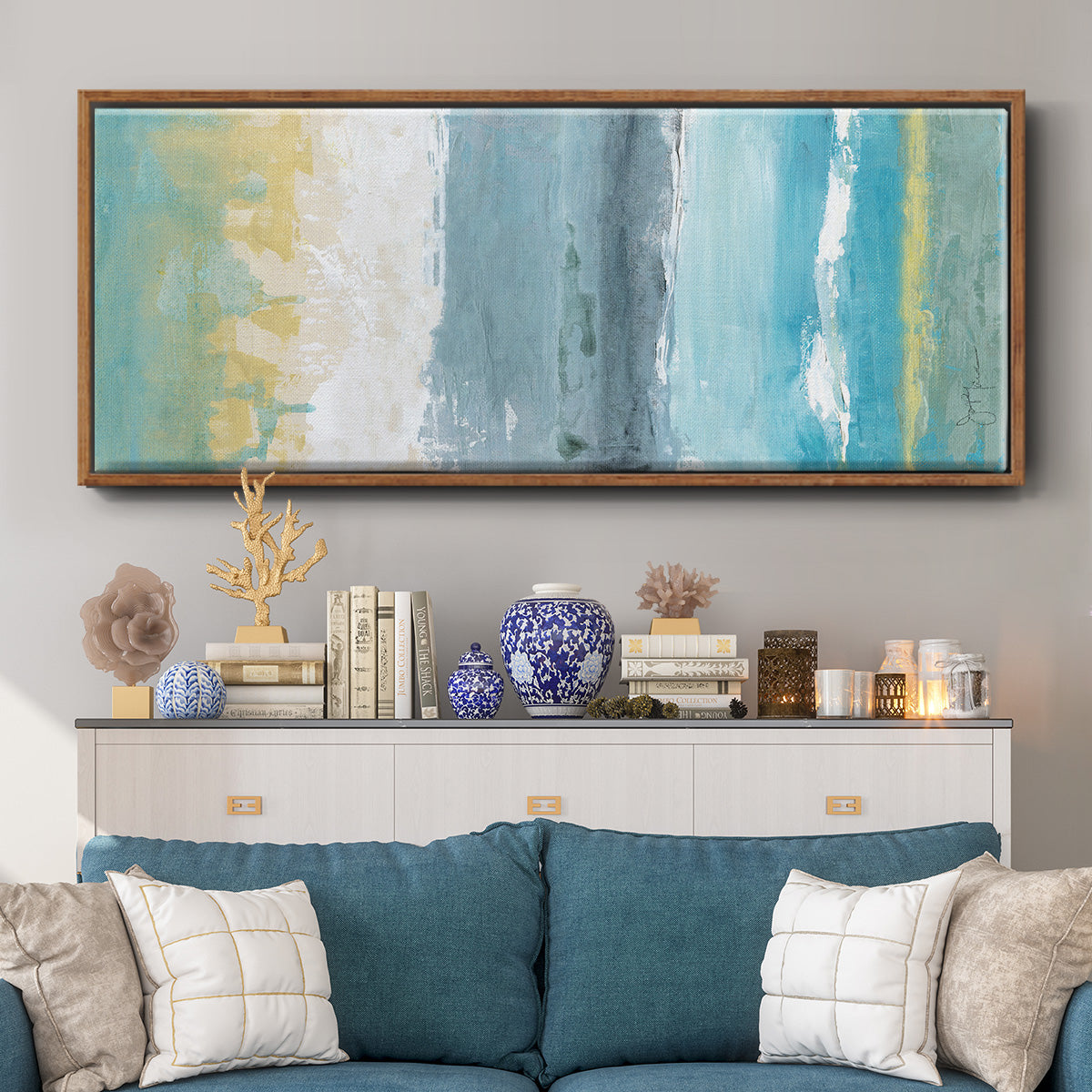 Beach Walk I - Floater Framed Canvas Print