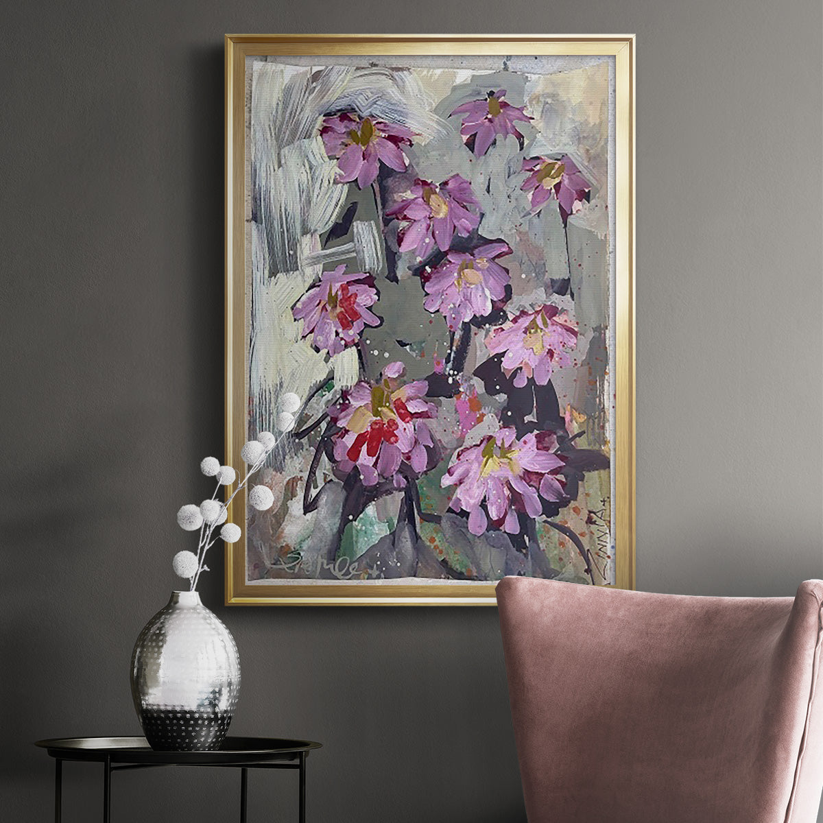 Zinnia II - Modern Framed Canvas Print