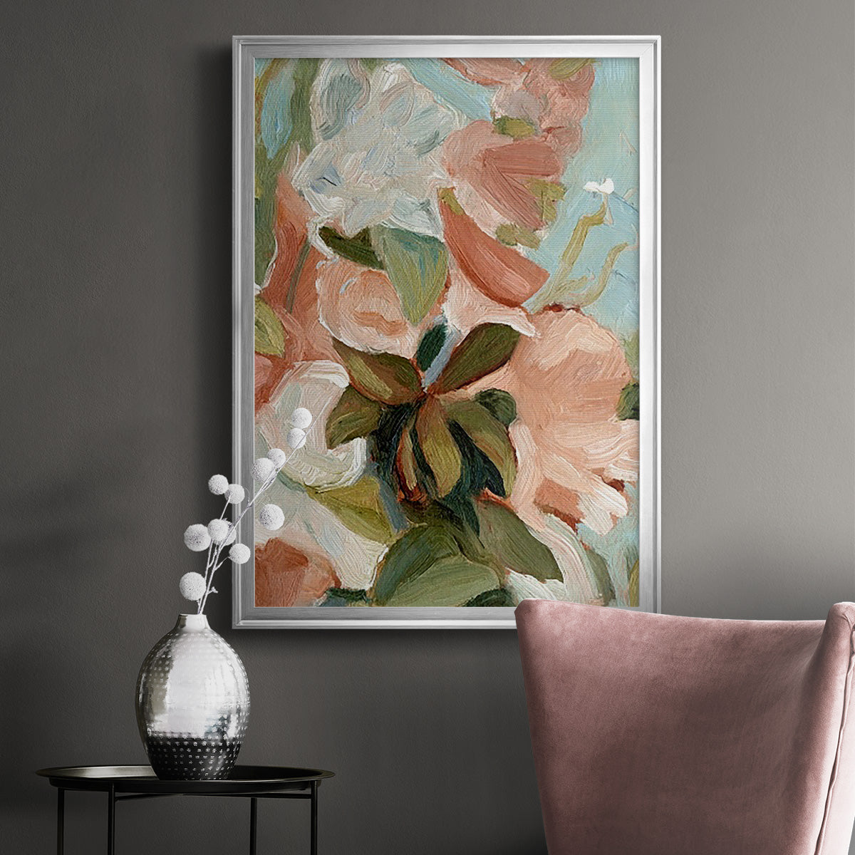 Bouquet Scatter IV - Modern Framed Canvas Print