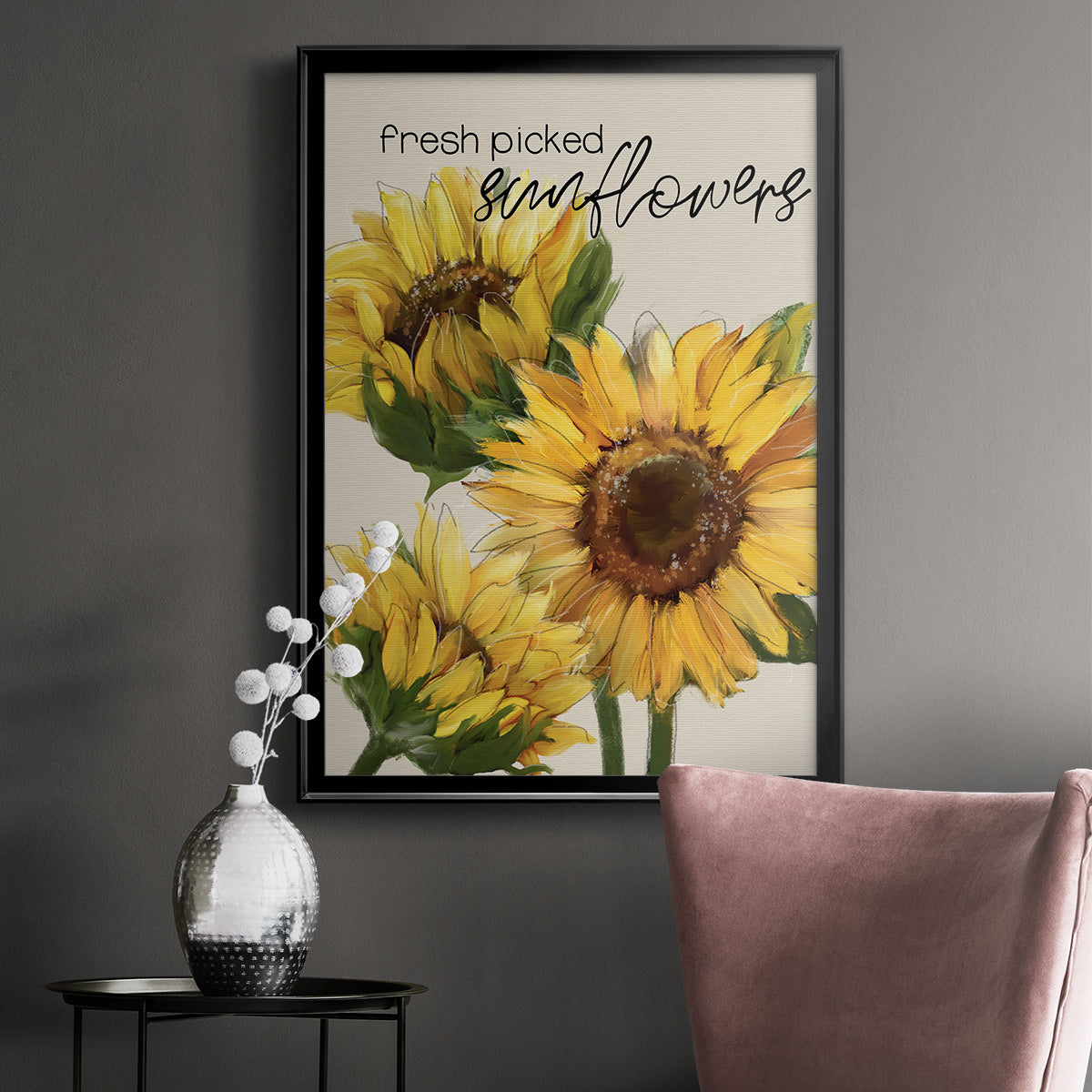 Fresh Picked Sunflowers - Modern Framed Canvas Print