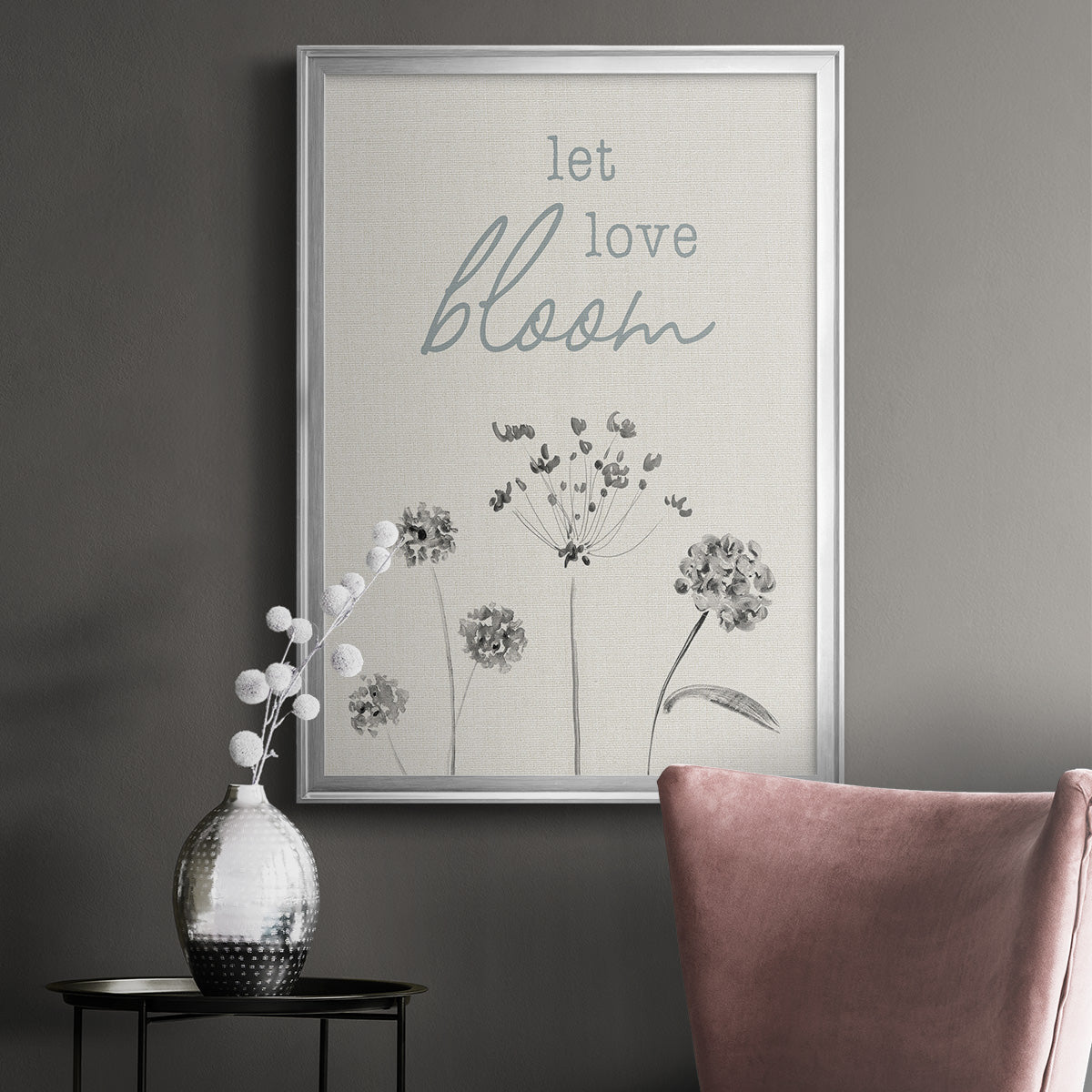 Let Love Bloom - Modern Framed Canvas Print