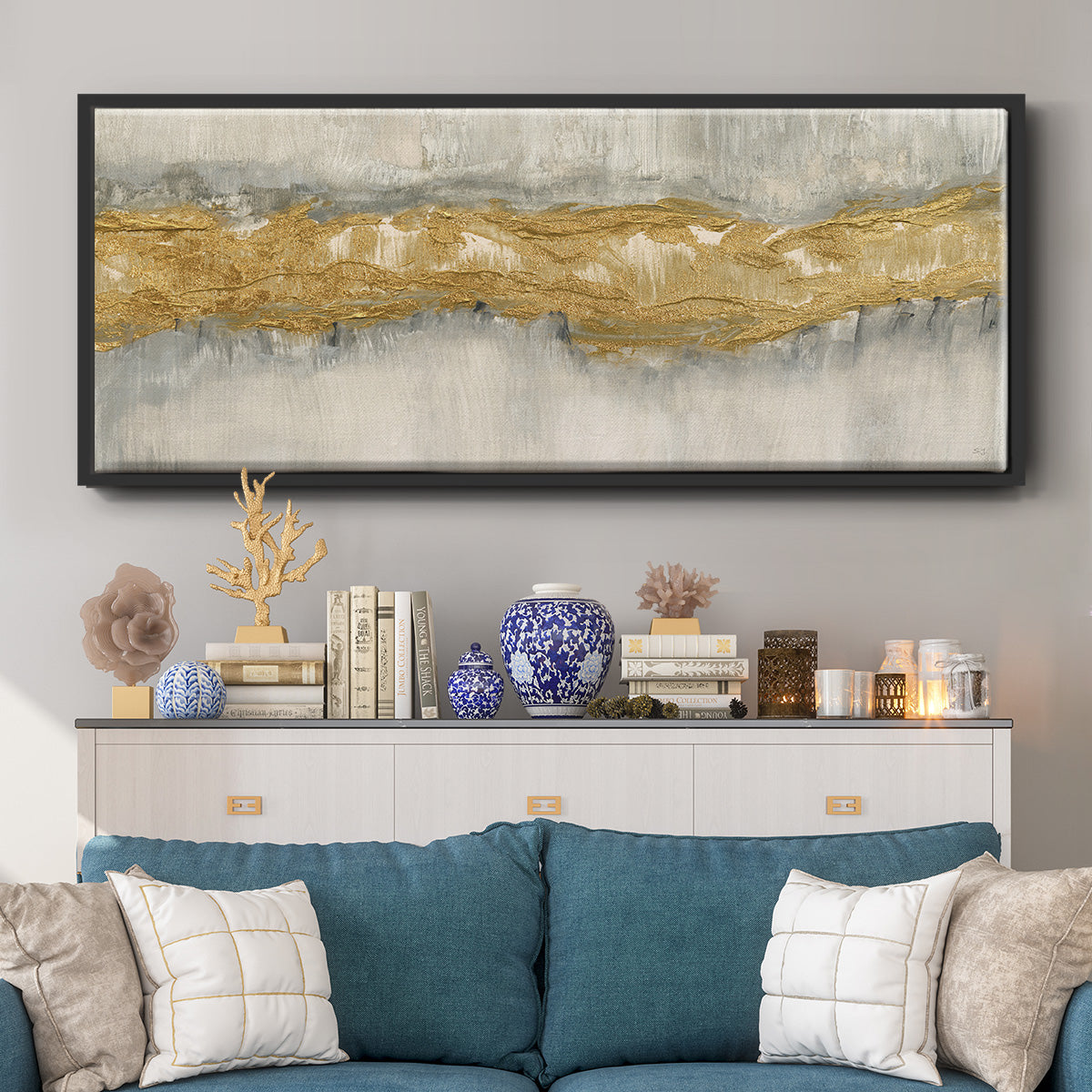 Golden Stream - Floater Framed Canvas Print