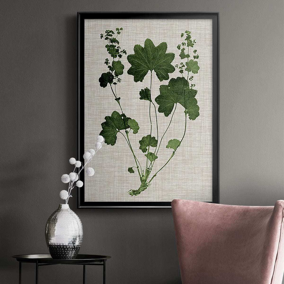 Forest Foliage on Linen IV - Modern Framed Canvas Print