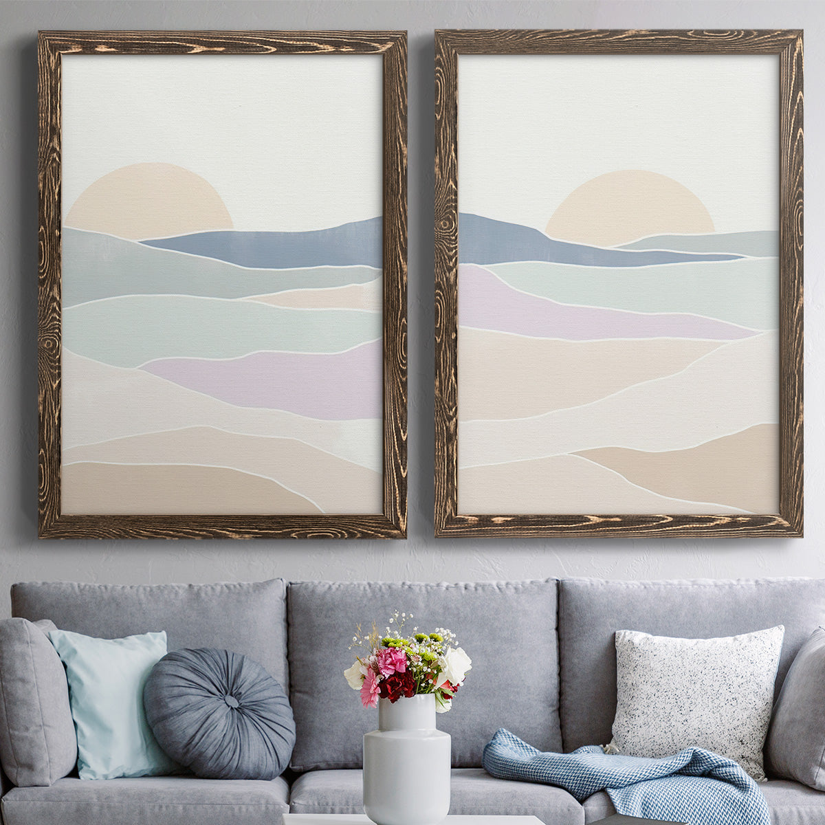 Wave Tableau I - Premium Framed Canvas 2 Piece Set - Ready to Hang