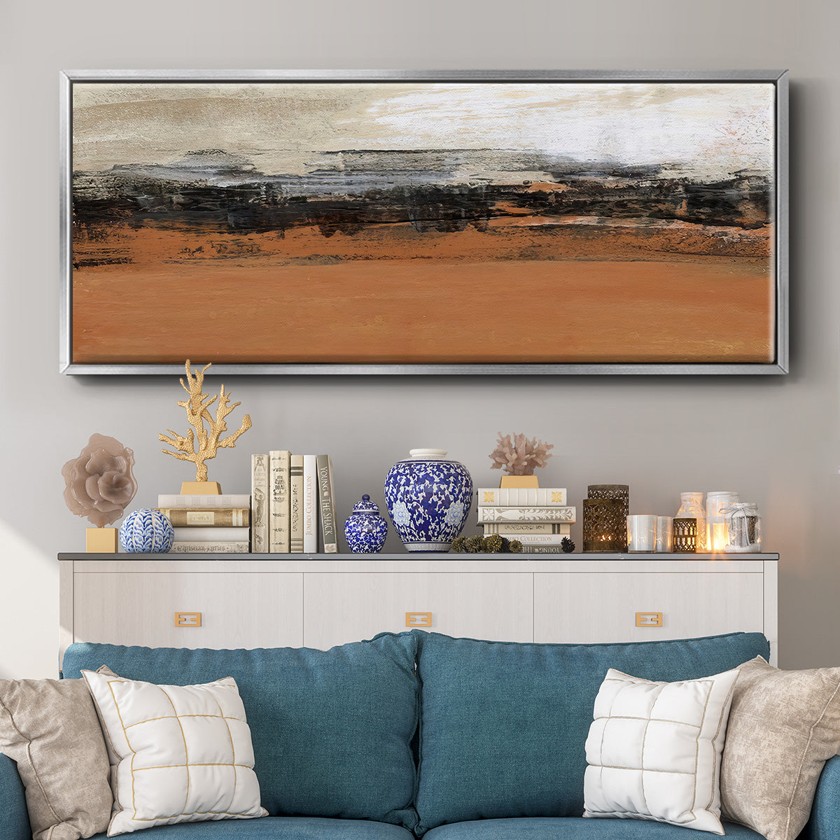 Bridges Ochre I  - Floater Framed Canvas Print