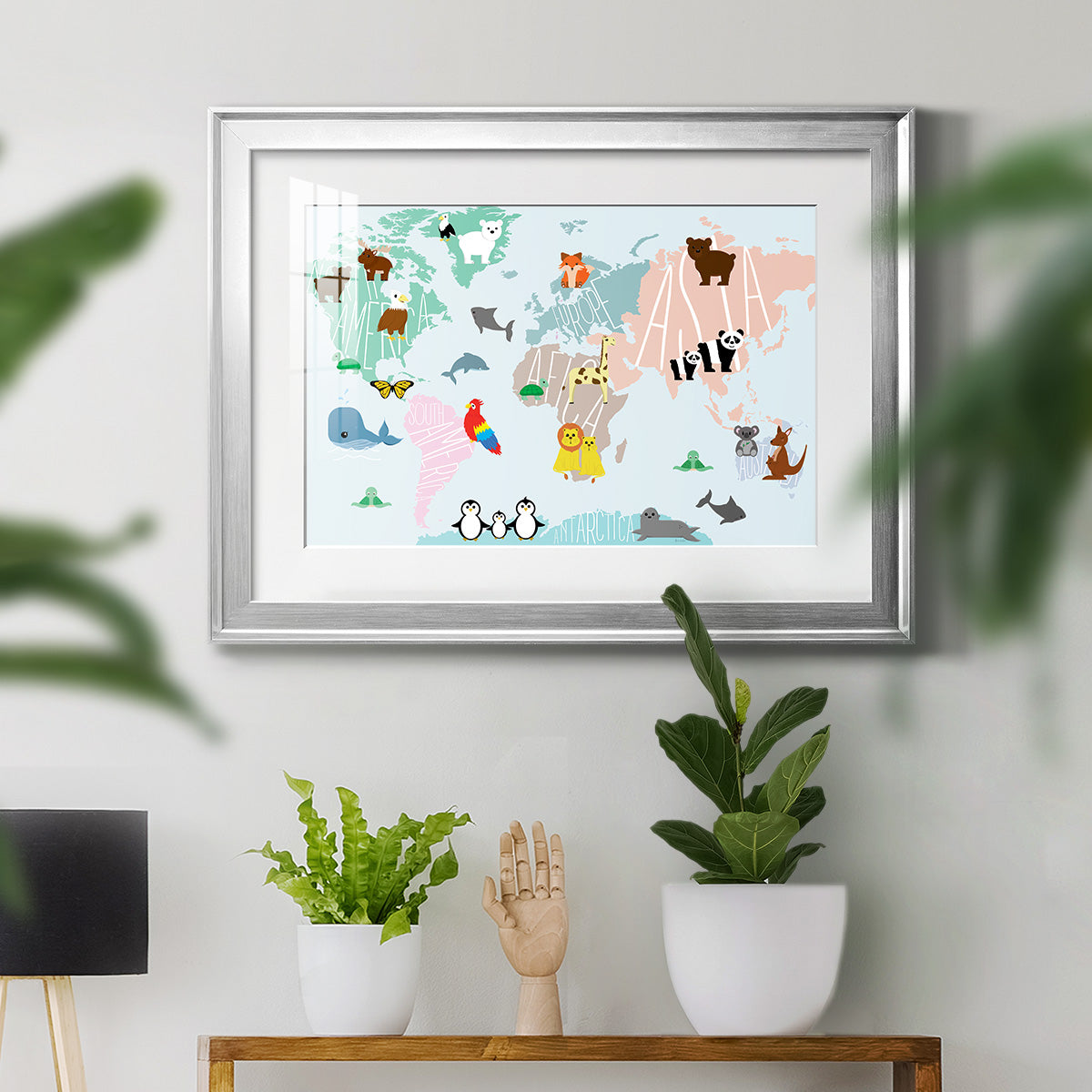 Animal Map - Modern Framed Art Print