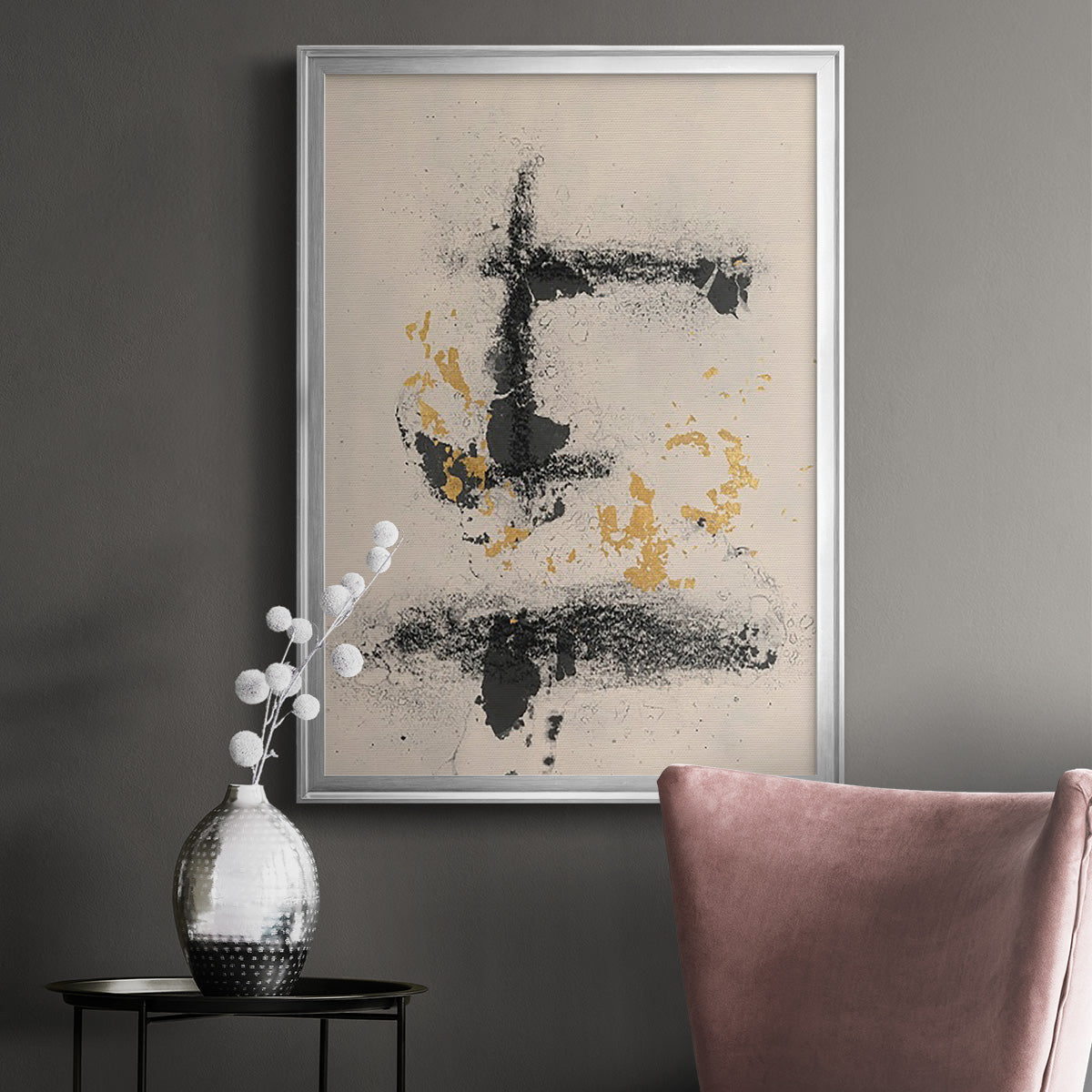 Charcoal Remnants II - Modern Framed Canvas Print