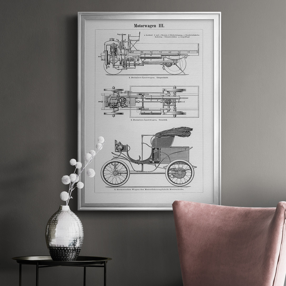 Industrial Motorcar - Modern Framed Canvas Print