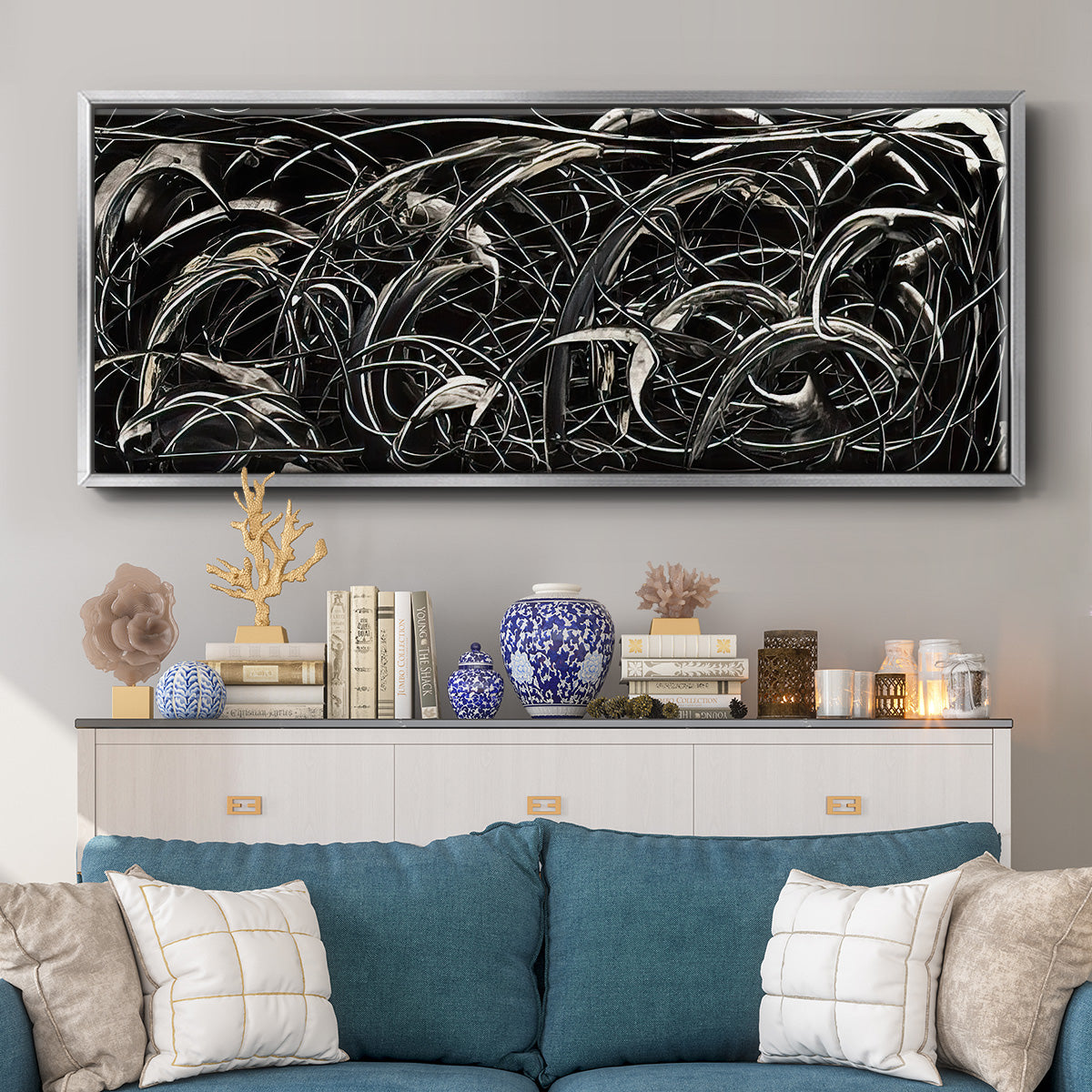 Linear Movement I - Floater Framed Canvas Print