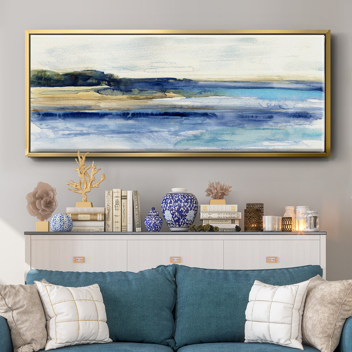 Indigo Bay - Floater Framed Canvas Print