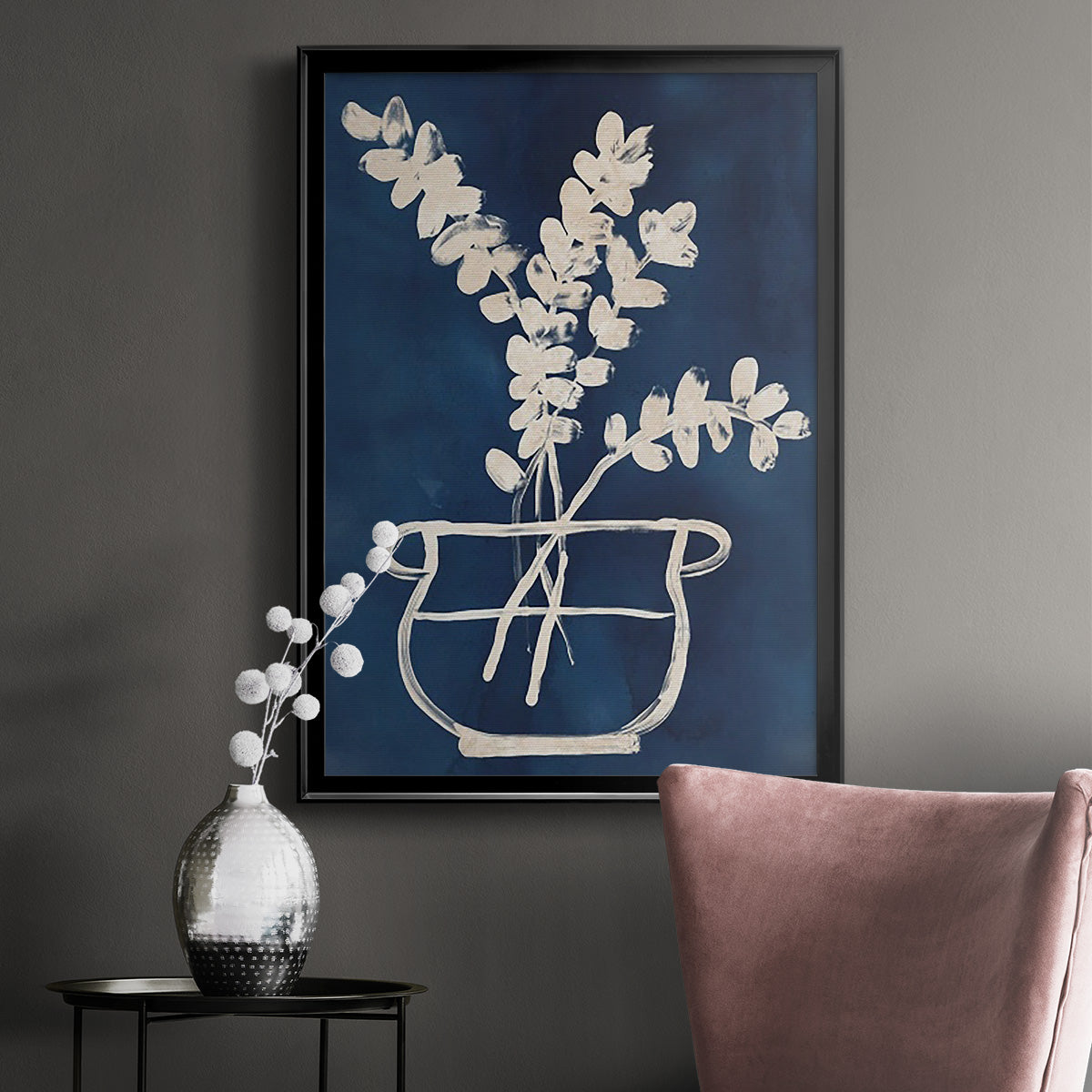 Vessel on Indigo II - Modern Framed Canvas Print
