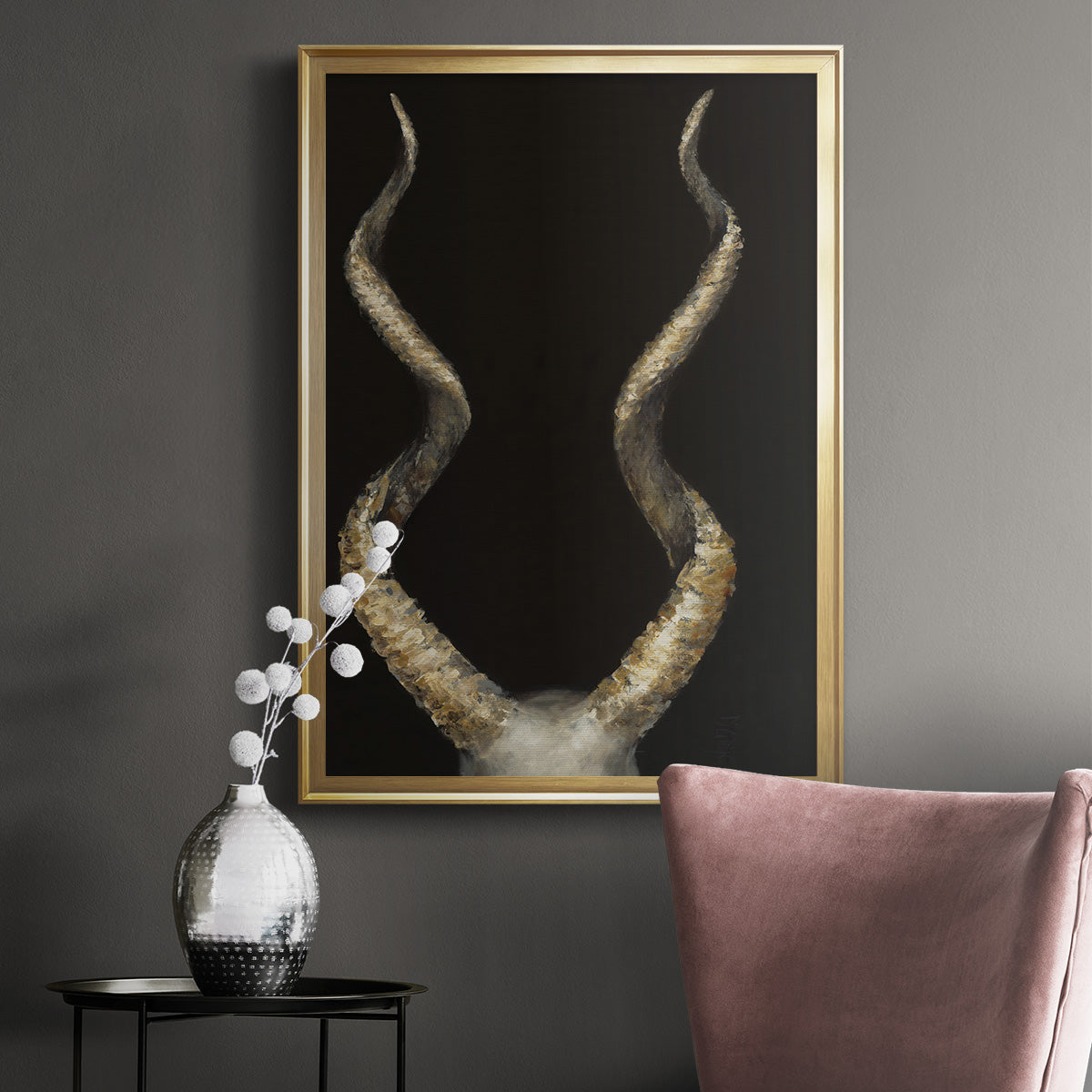 Spiral Antelope Horns -  Framed Canvas Print