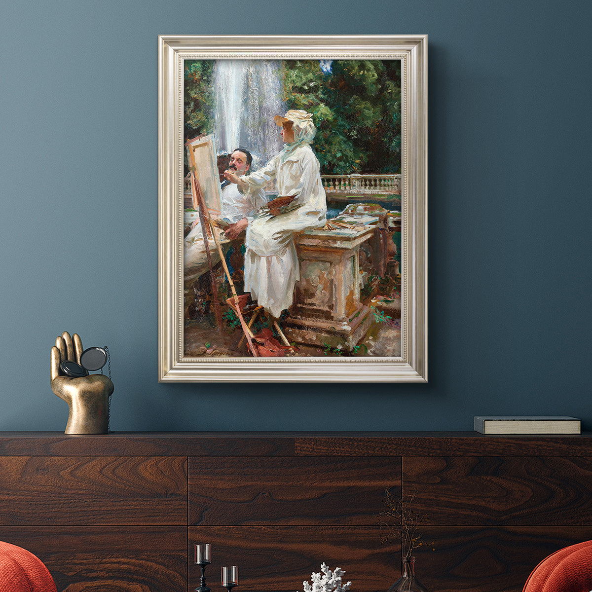 The Fountain Villa Torlonia, Frascati, Italy - Ornate Framed Canvas Print