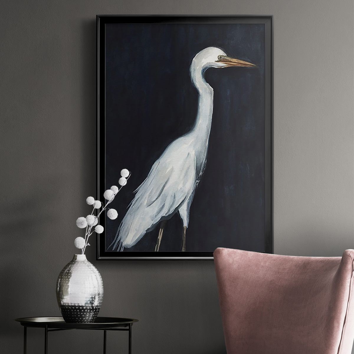 Calm Great Egret II - Modern Framed Canvas Print