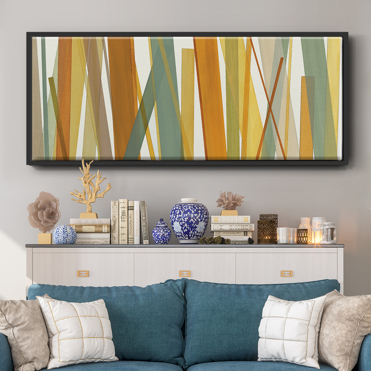 Colorful Lines - Floater Framed Canvas Print
