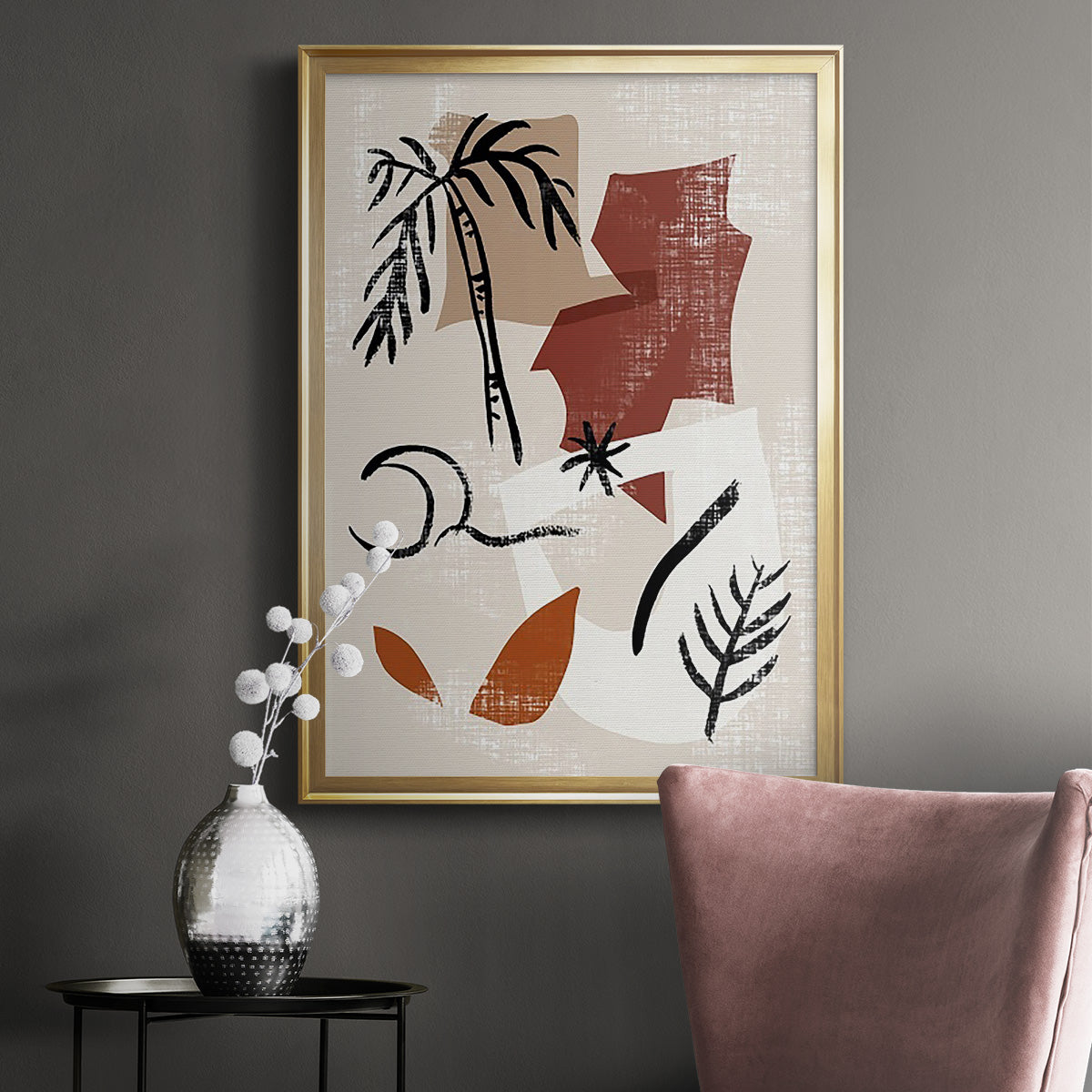 Soft Palms I - Modern Framed Canvas Print