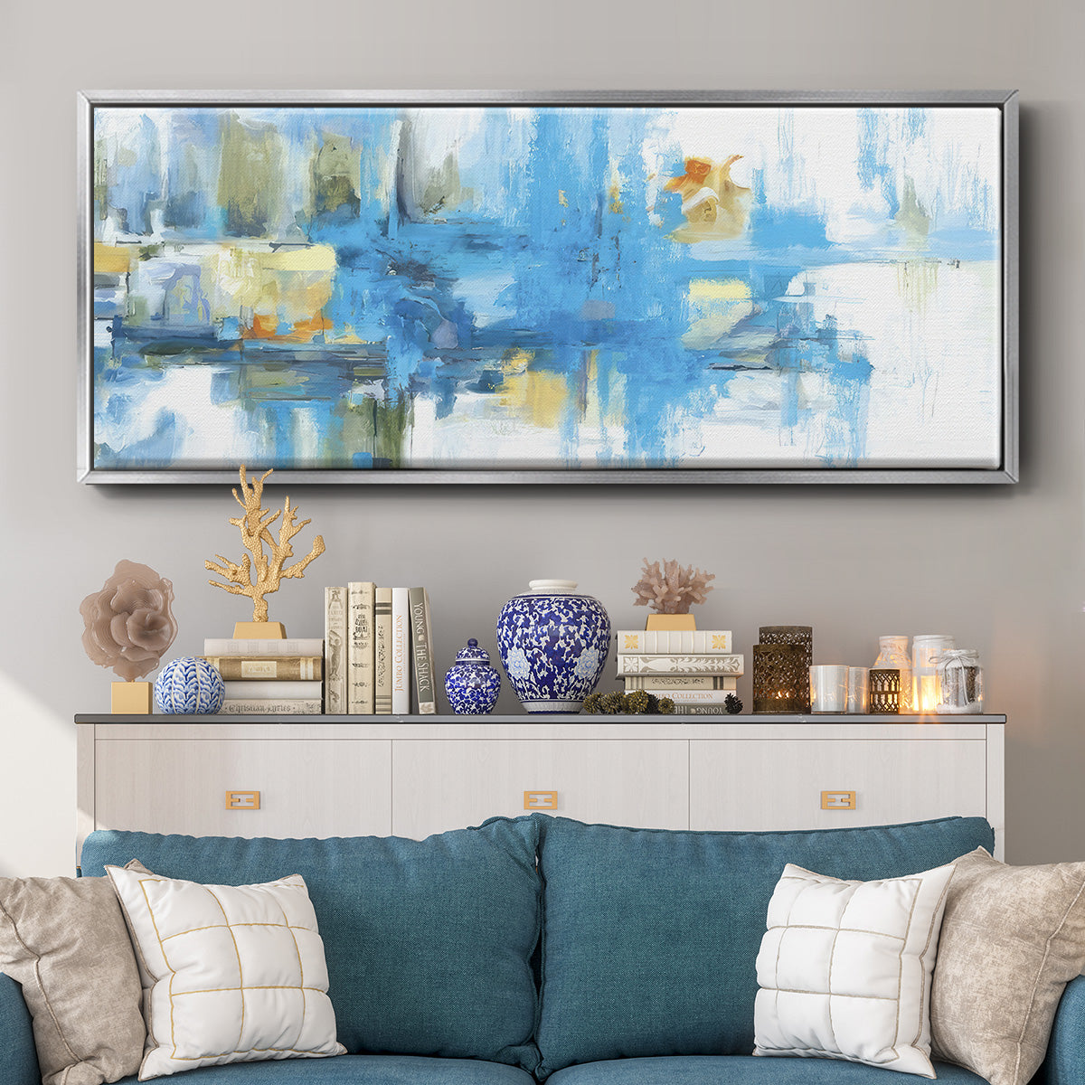Metro Blue - Floater Framed Canvas Print
