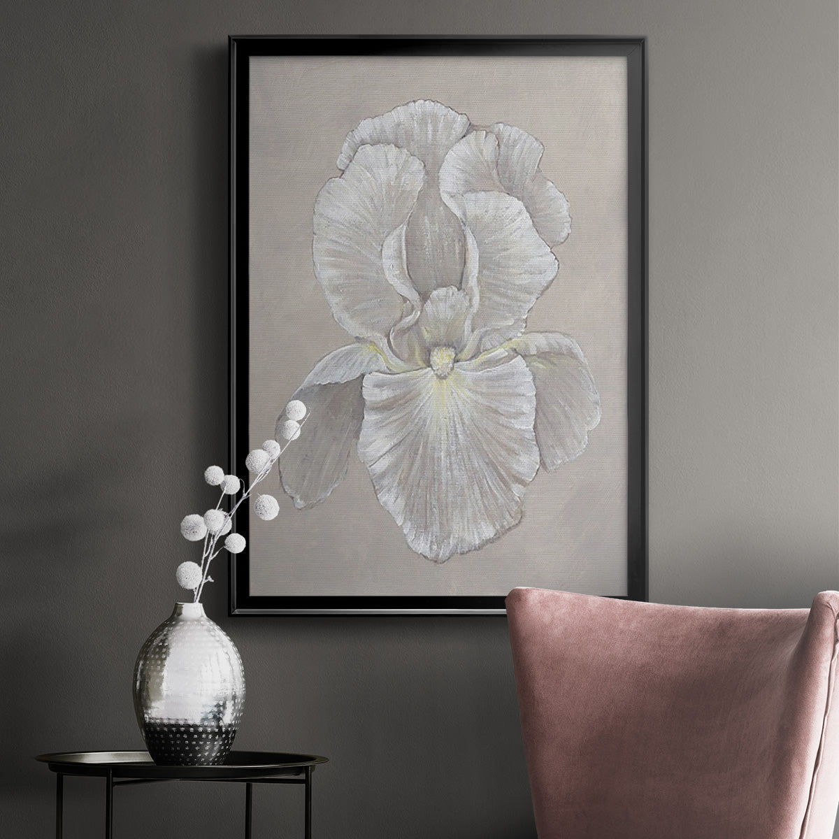 White Iris II - Modern Framed Canvas Print