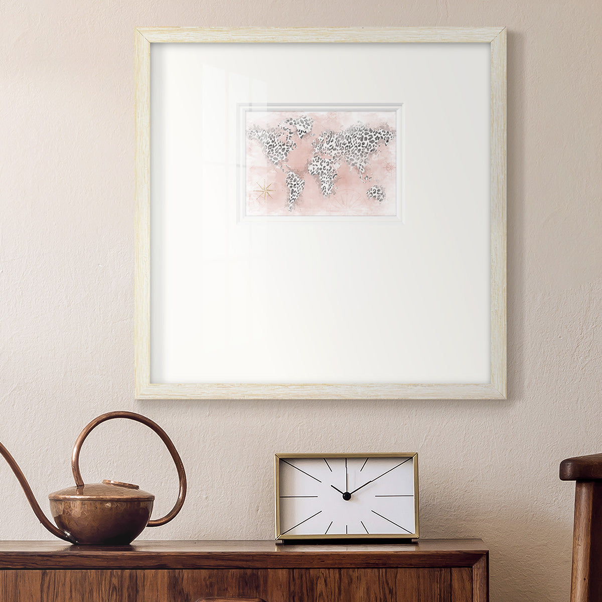 Pink Cheetah Map Premium Framed Print Double Matboard