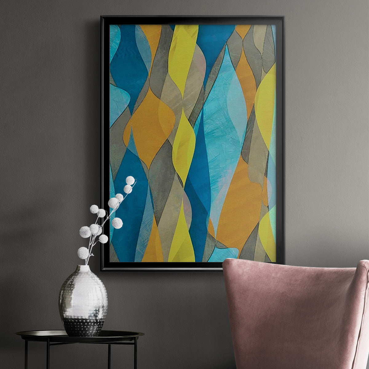 Colorful Cascade I - Modern Framed Canvas Print