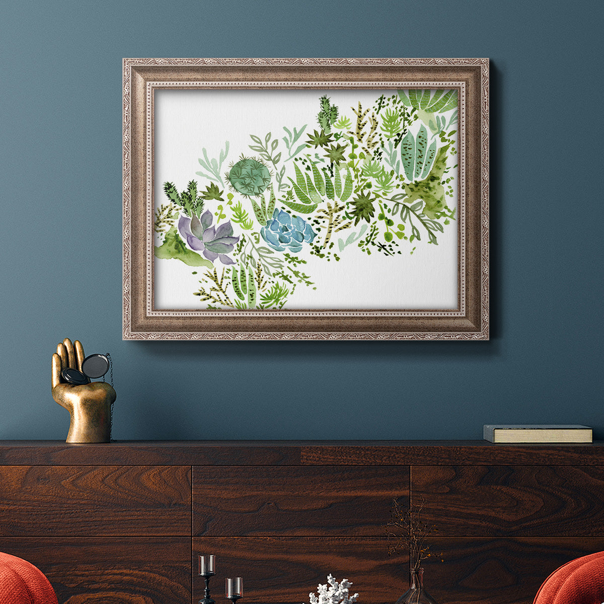 Succulent Field I Premium Framed Canvas- Ready to Hang