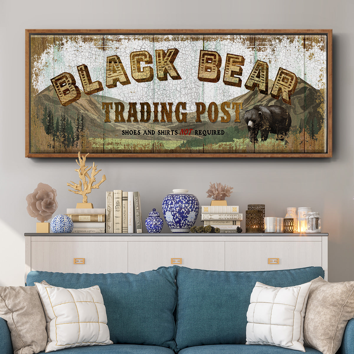 Black Bear Trading Post - Floater Framed Canvas Print