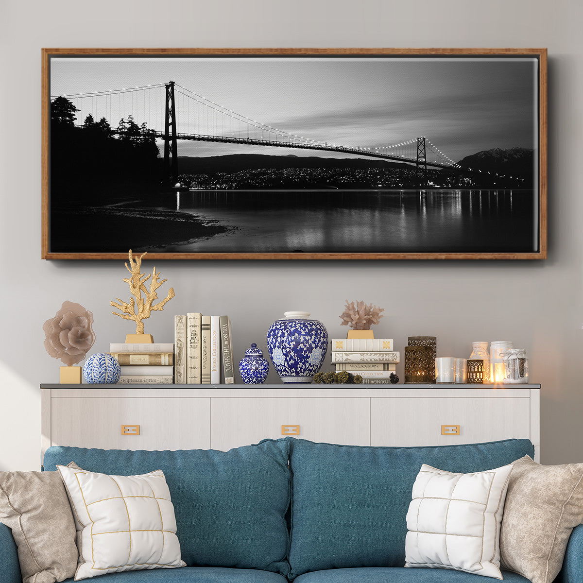 Lions Gate Inlet - Floater Framed Canvas Print