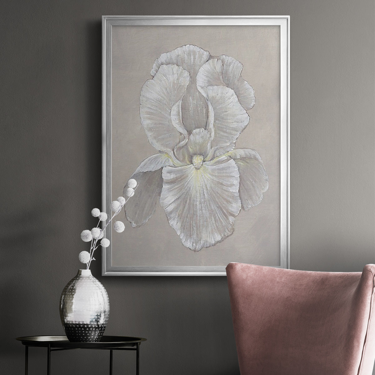 White Iris II - Modern Framed Canvas Print