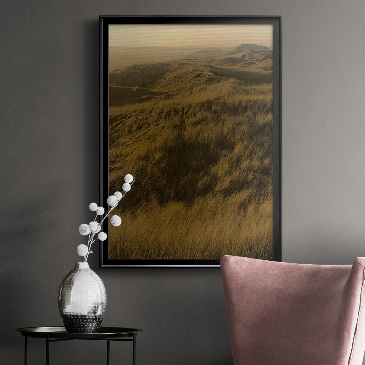 Golden Fog I - Modern Framed Canvas Print