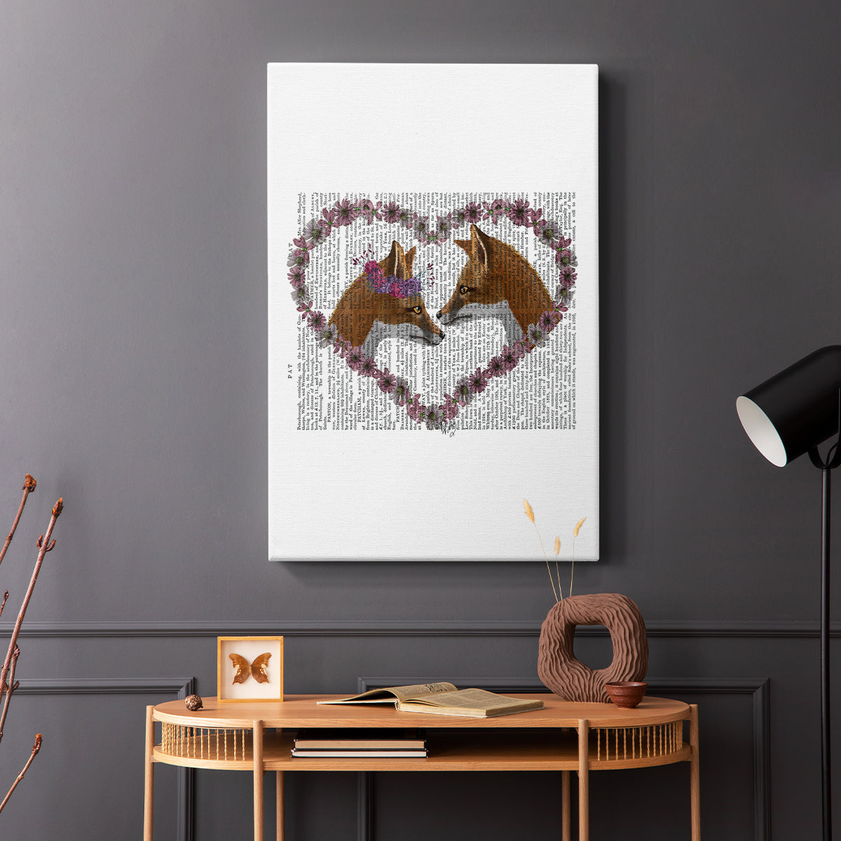 Foxes in Flowers - Canvas Art Print