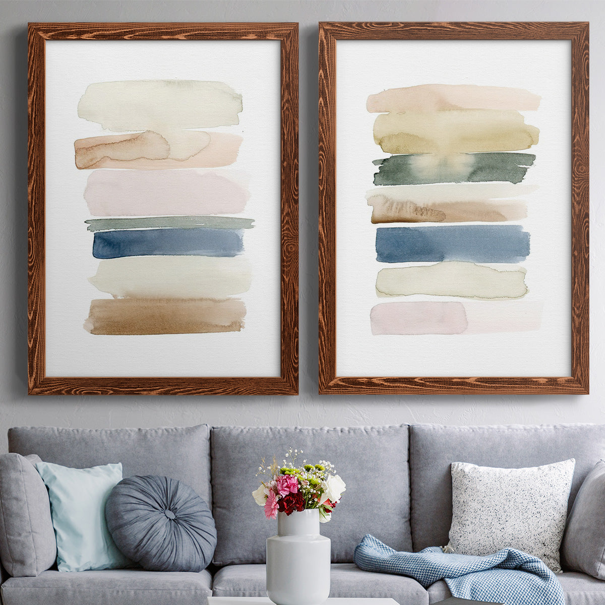 Faint Swatches I - Premium Framed Canvas 2 Piece Set - Ready to Hang