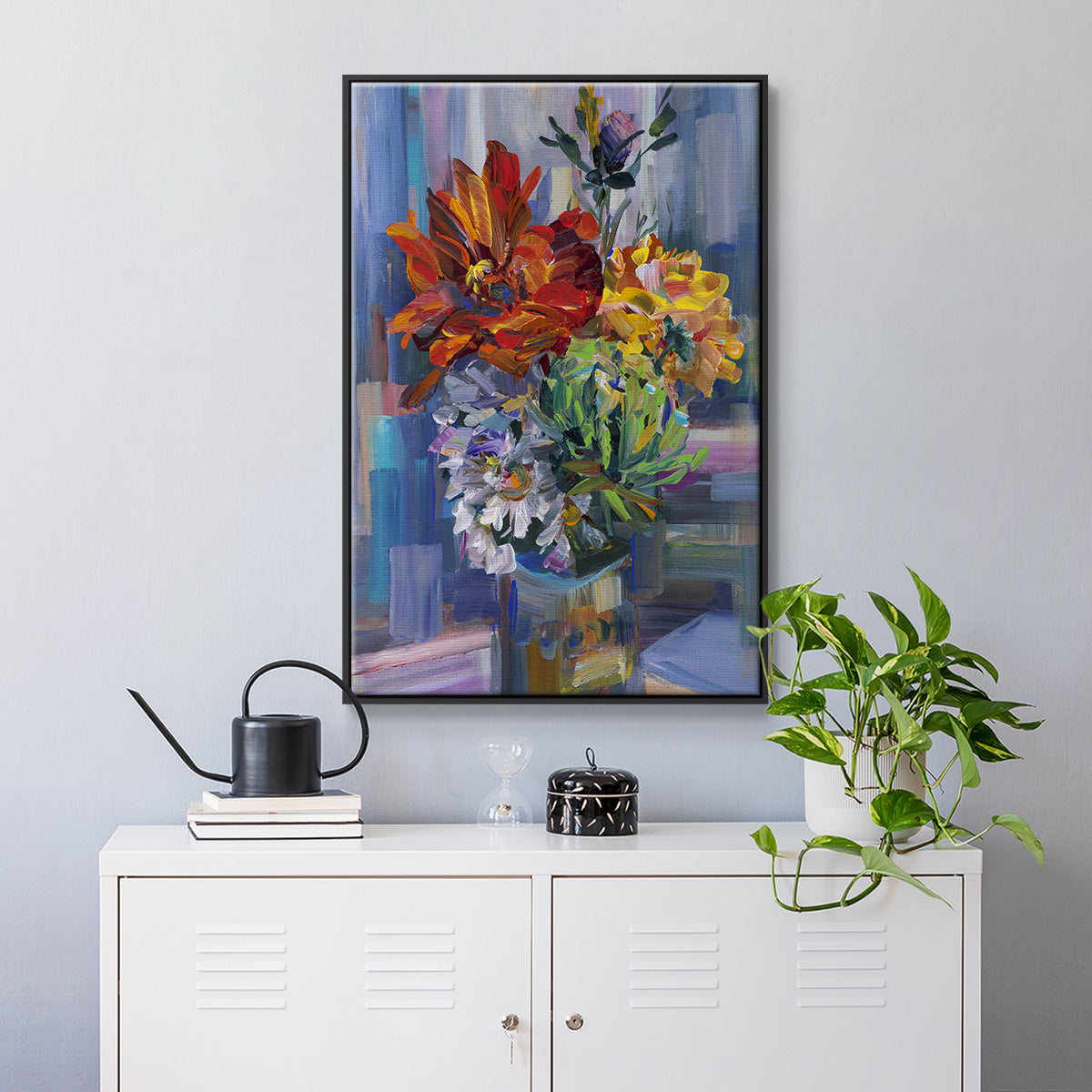 Modern Bouquet - Floater Framed Canvas Print