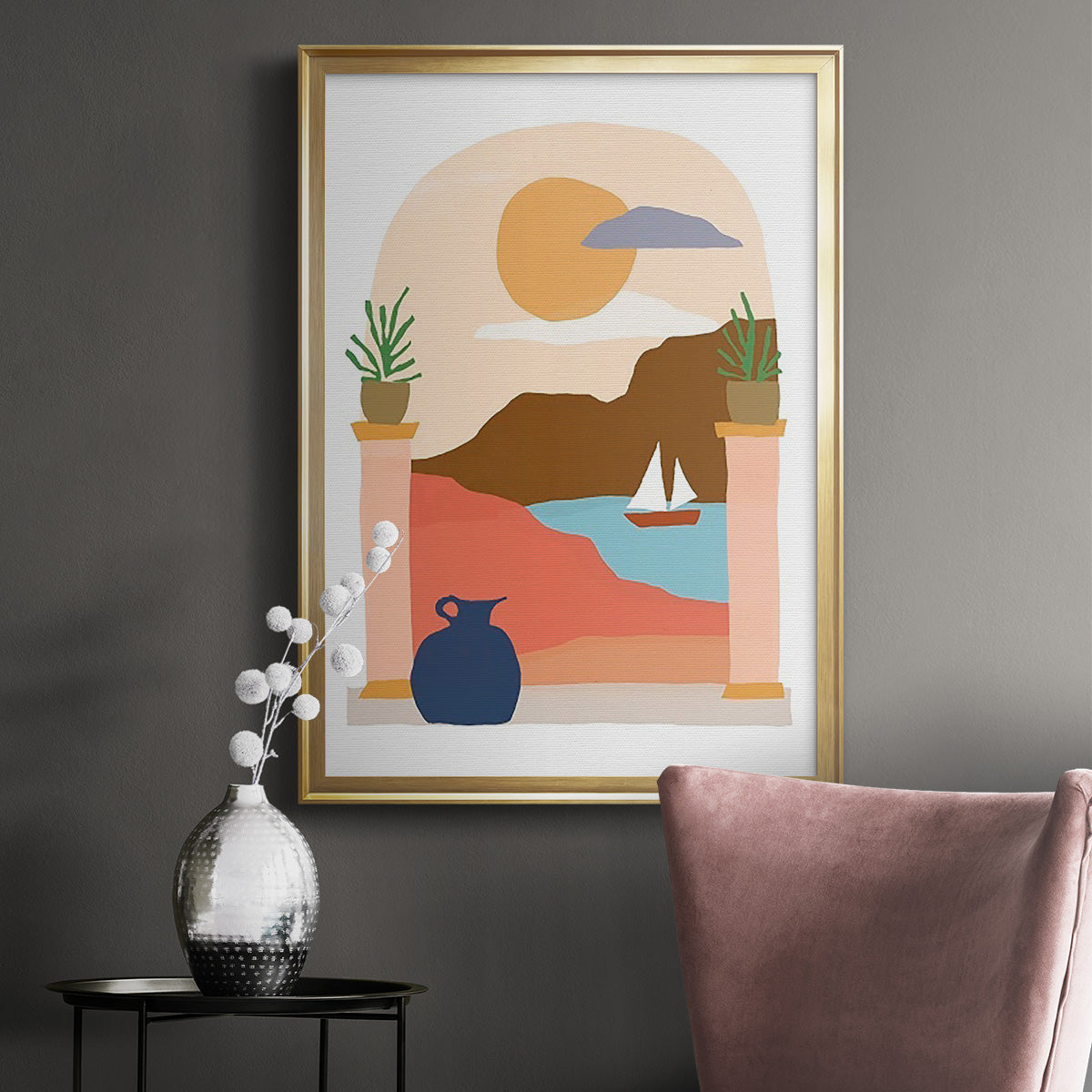 Paper Scene III - Modern Framed Canvas Print