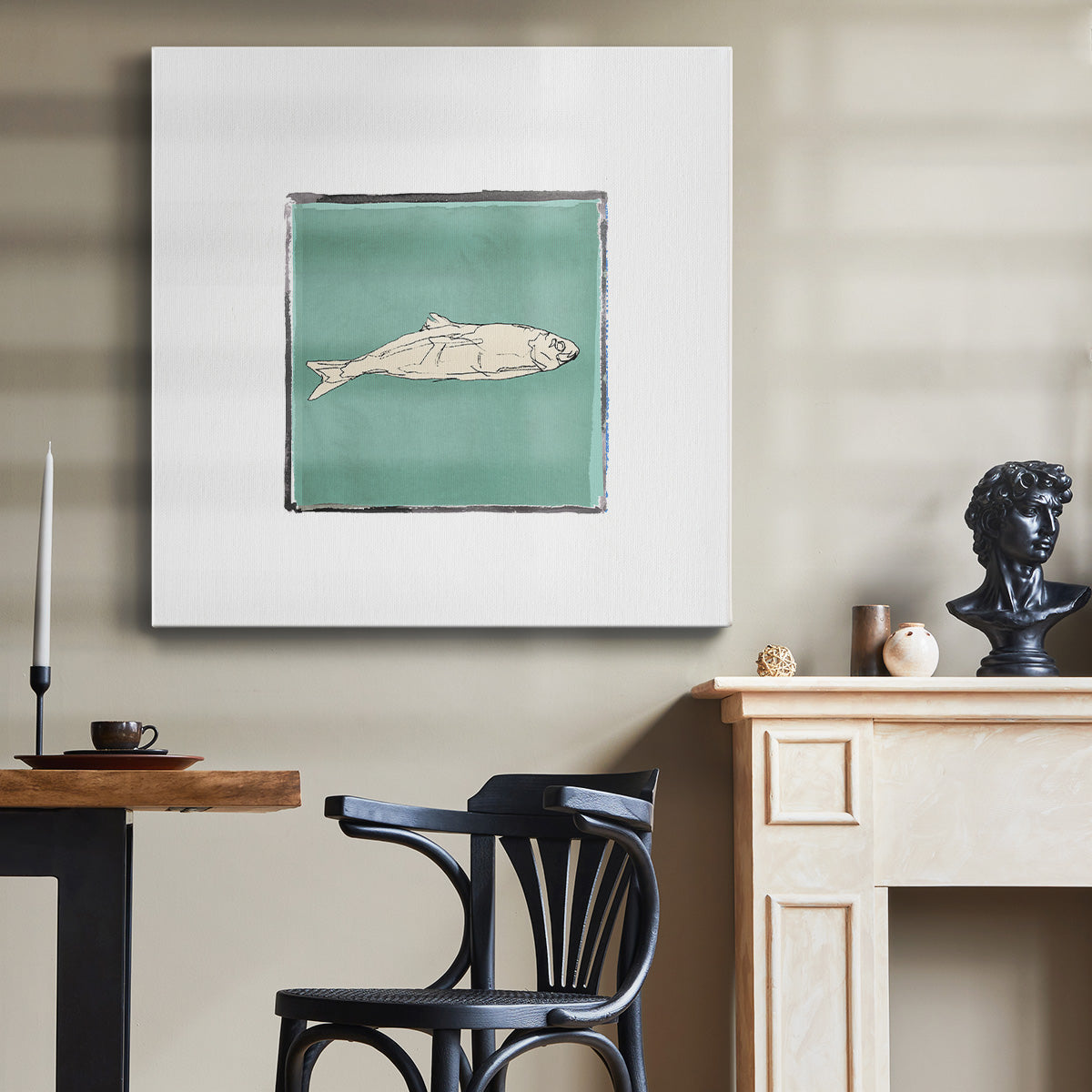 Block Print Fish II-Premium Gallery Wrapped Canvas - Ready to Hang