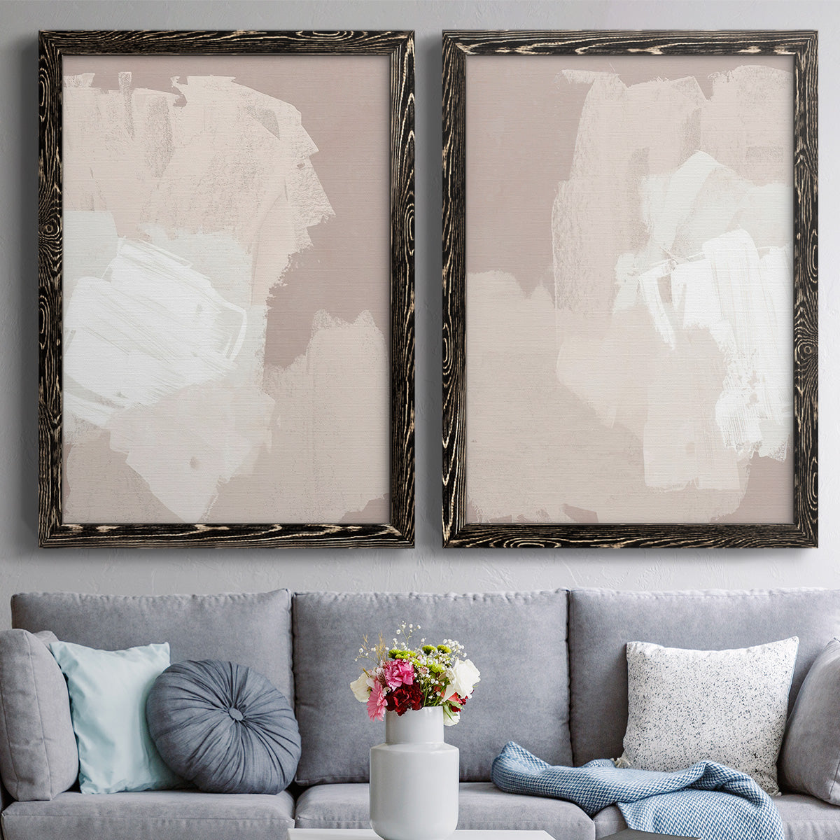 Cloud Slate I - Barnwood Framed Canvas Set