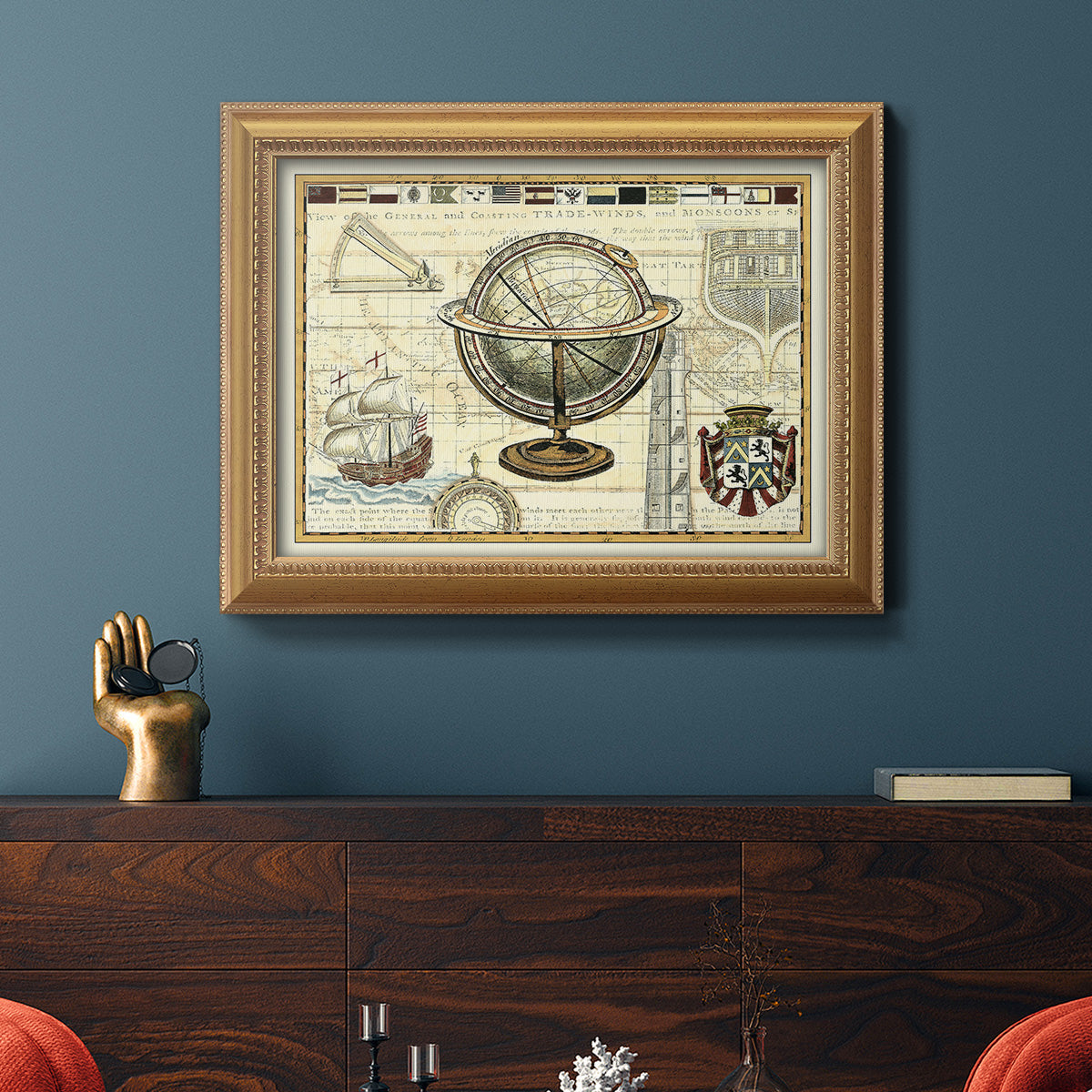 Nautical Map II Premium Framed Canvas- Ready to Hang