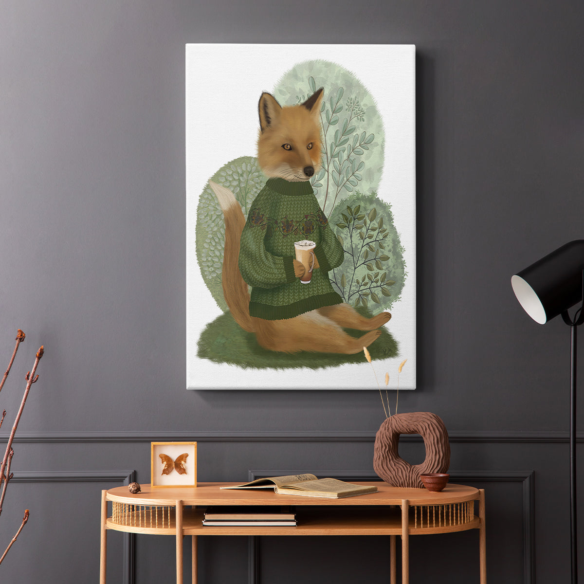 Latte Fox in Sweater - Canvas Art Print