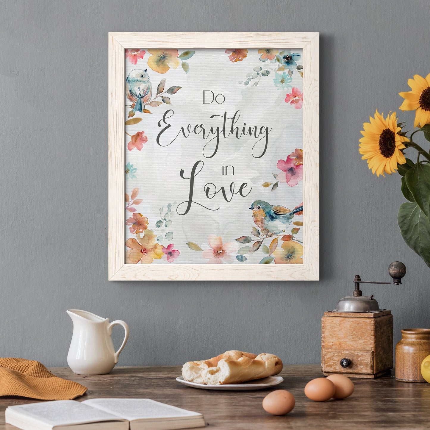 Spring Bird Love - Premium Canvas Framed in Barnwood - Ready to Hang