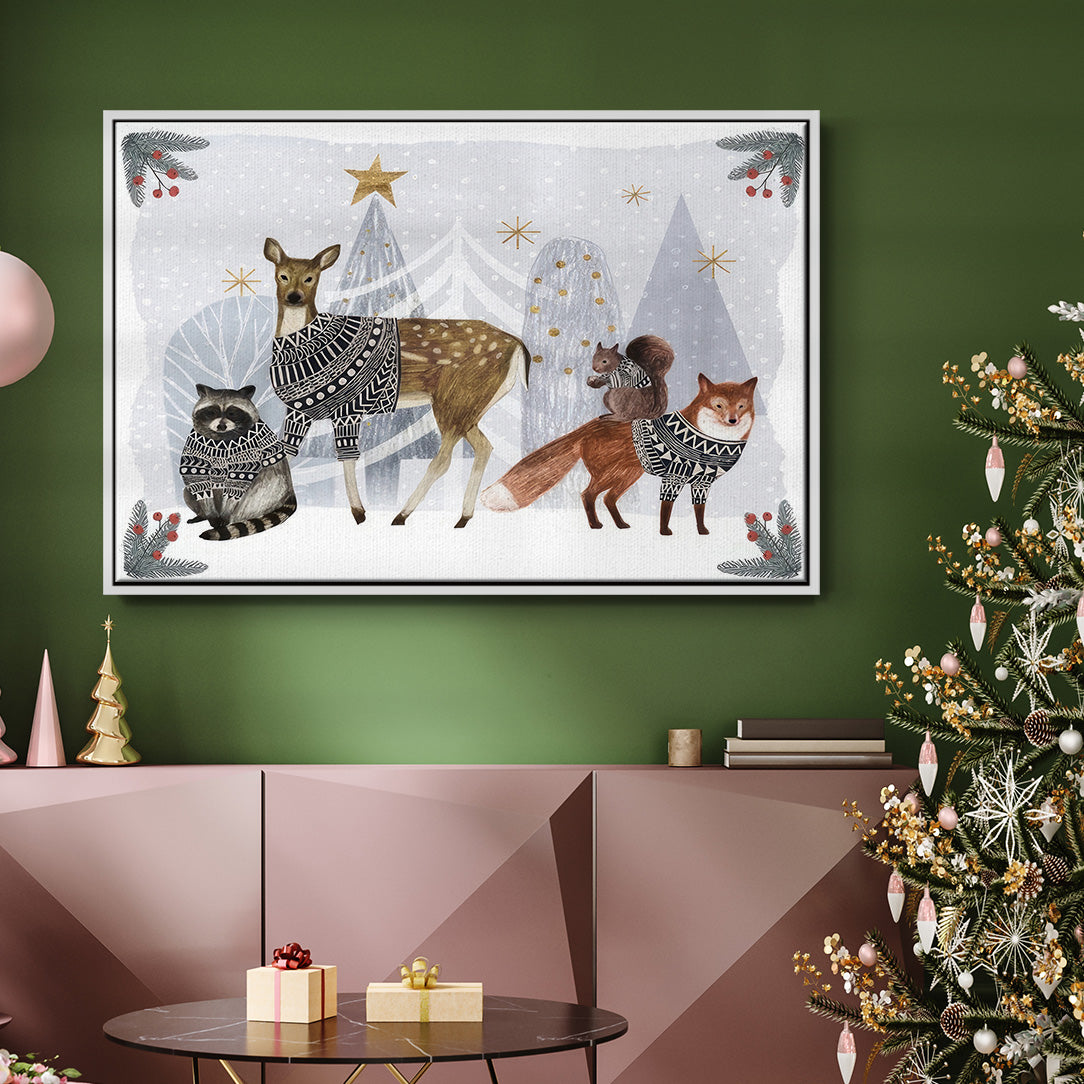 Cozy Christmas Collection A - Framed Gallery Wrapped Canvas in Floating Frame