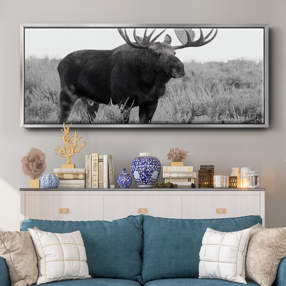 Grand Teton Bull Moose - Floater Framed Canvas Print