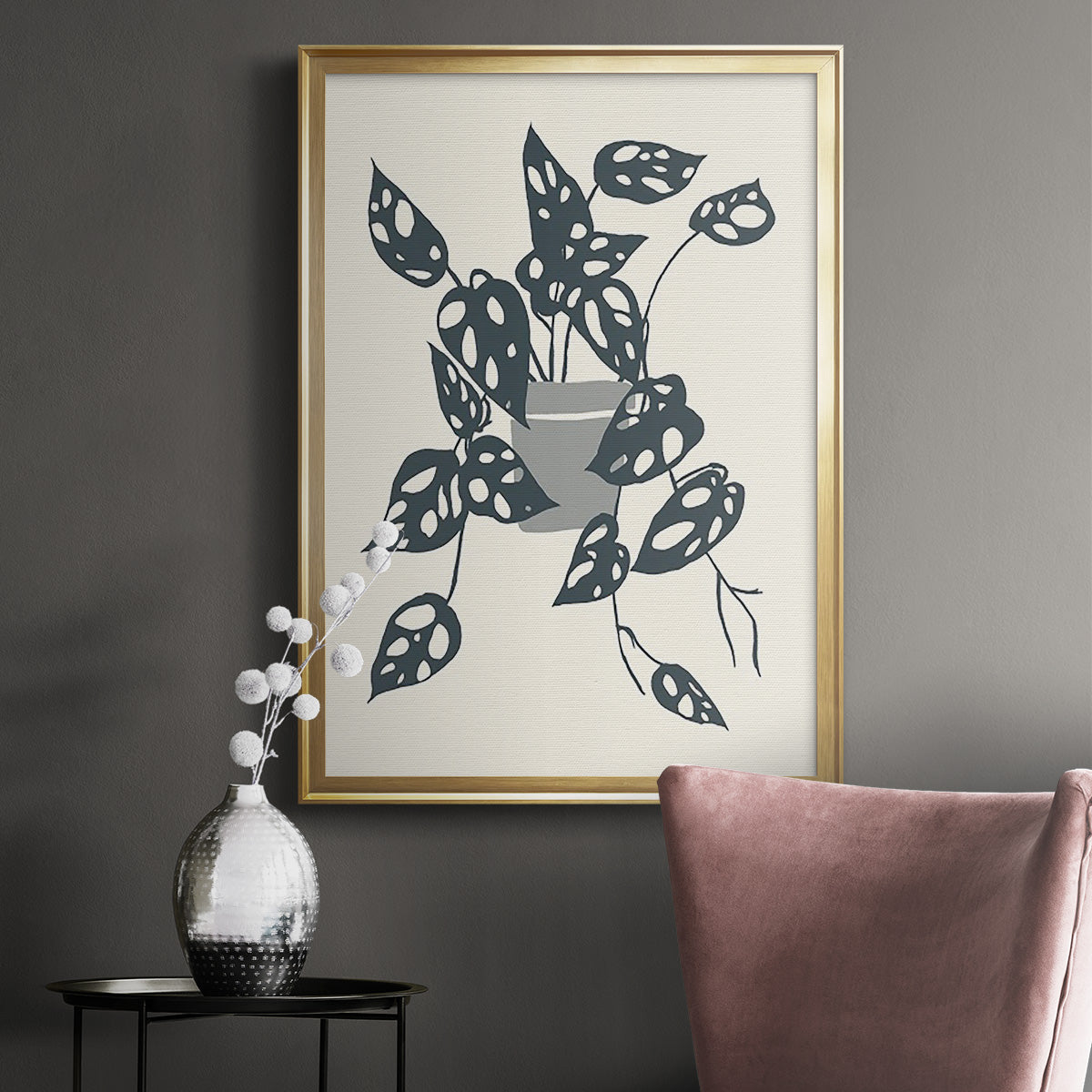 Growing Leaves IV - Modern Framed Canvas Print